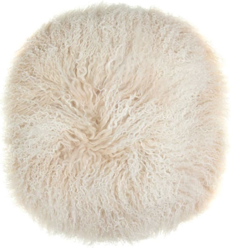 Skindpude House of Sander Tibetan Ø38 cm hvid ægte skind