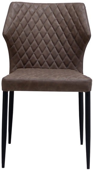 Spisebordsstol House of Sander Ydun i brun PU-læder med quiltet ryg og sorte ben H83xB50xD50 cm
