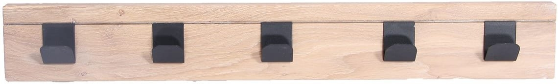 Knagerække House of Sander Hanger egetræ hvid med 5 sorte kroge 72 x 10 cm