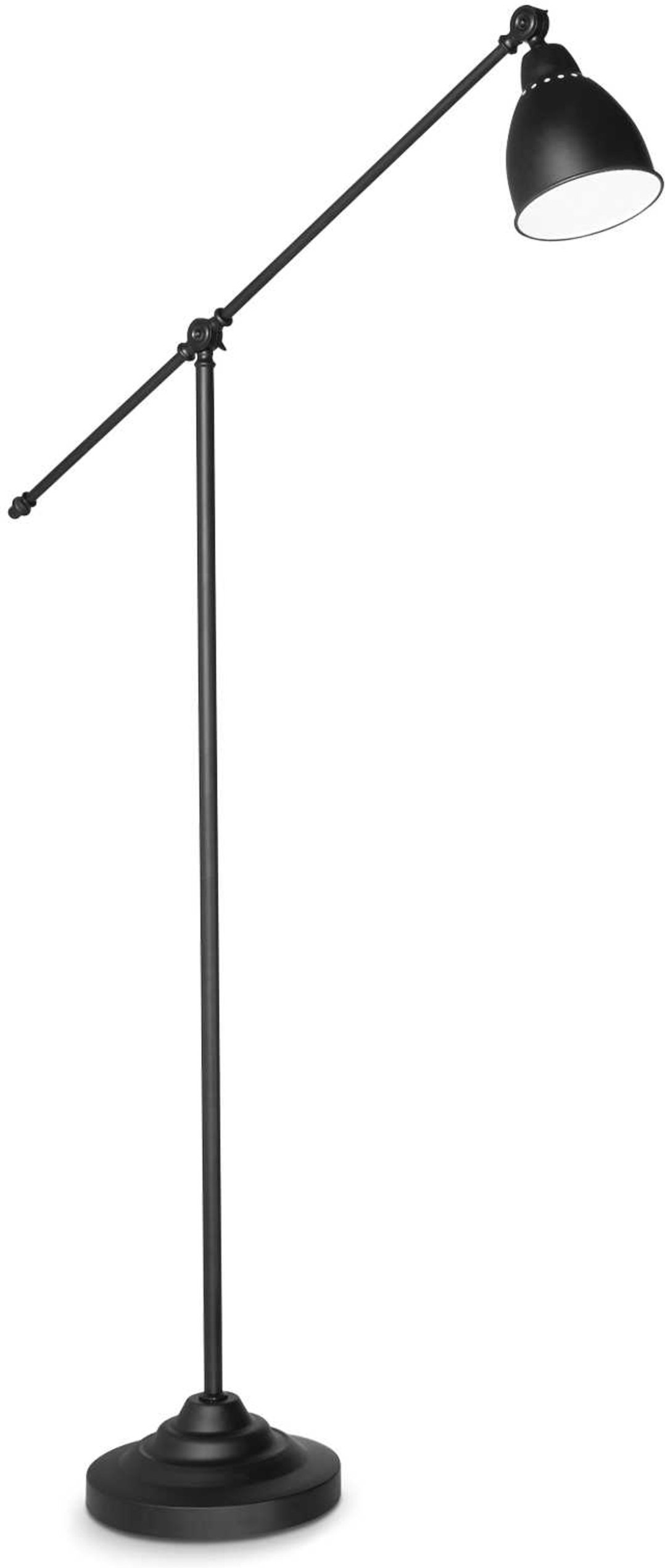 Gulvlampe Ideal Lux Newton  -  mat sort metal med justerbar arm og hvid diffuser Ø26x150 cm E27 60W