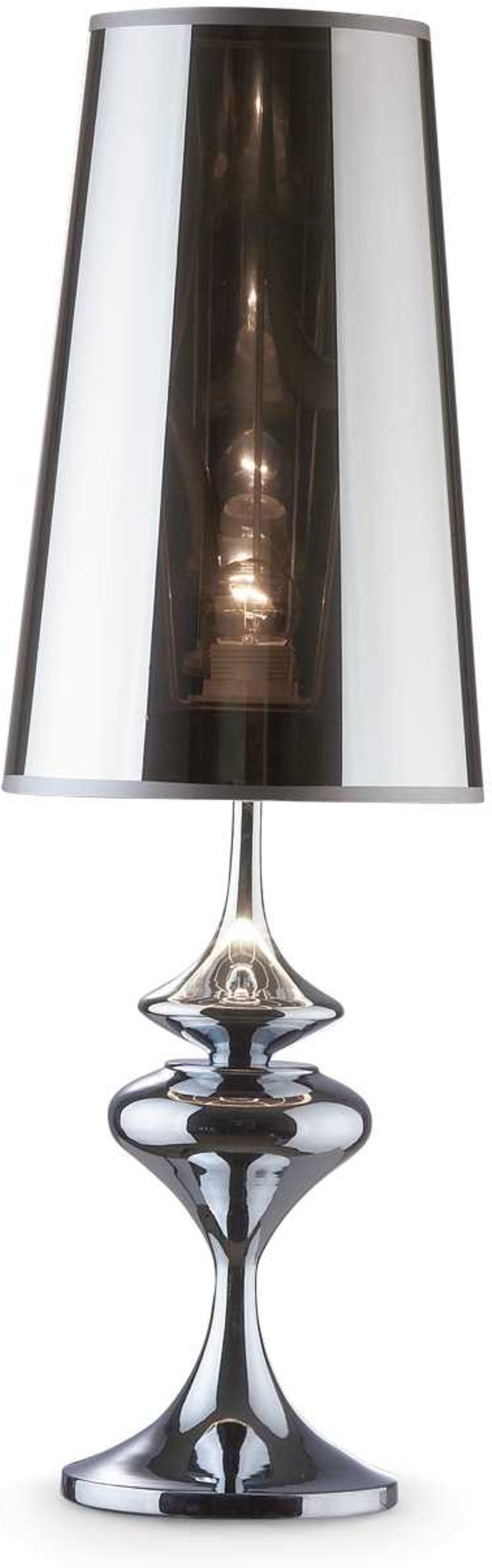 Bordlampe Ideal Lux Alfiere Ø22 x H68,5 cm krom med halvtransparent PVC-skærm og E27-fatning
