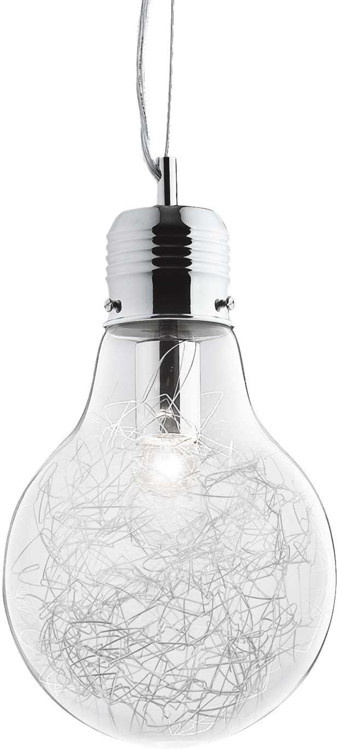 Pendel lampe Ideal Lux Luce Max i metal og glas E27 Ø22 cm justérbar højde 45-254 cm klar kromfarvet