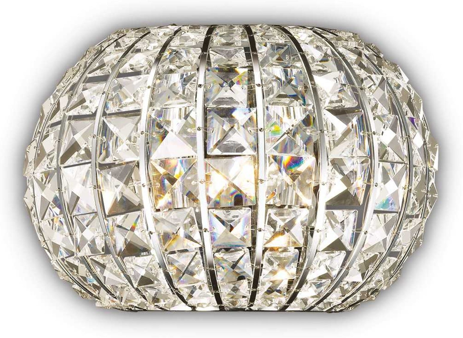 Væglampe Ideal Lux Calypso i krom med krystalelementer H17,5ÃB14ÃL25 cm