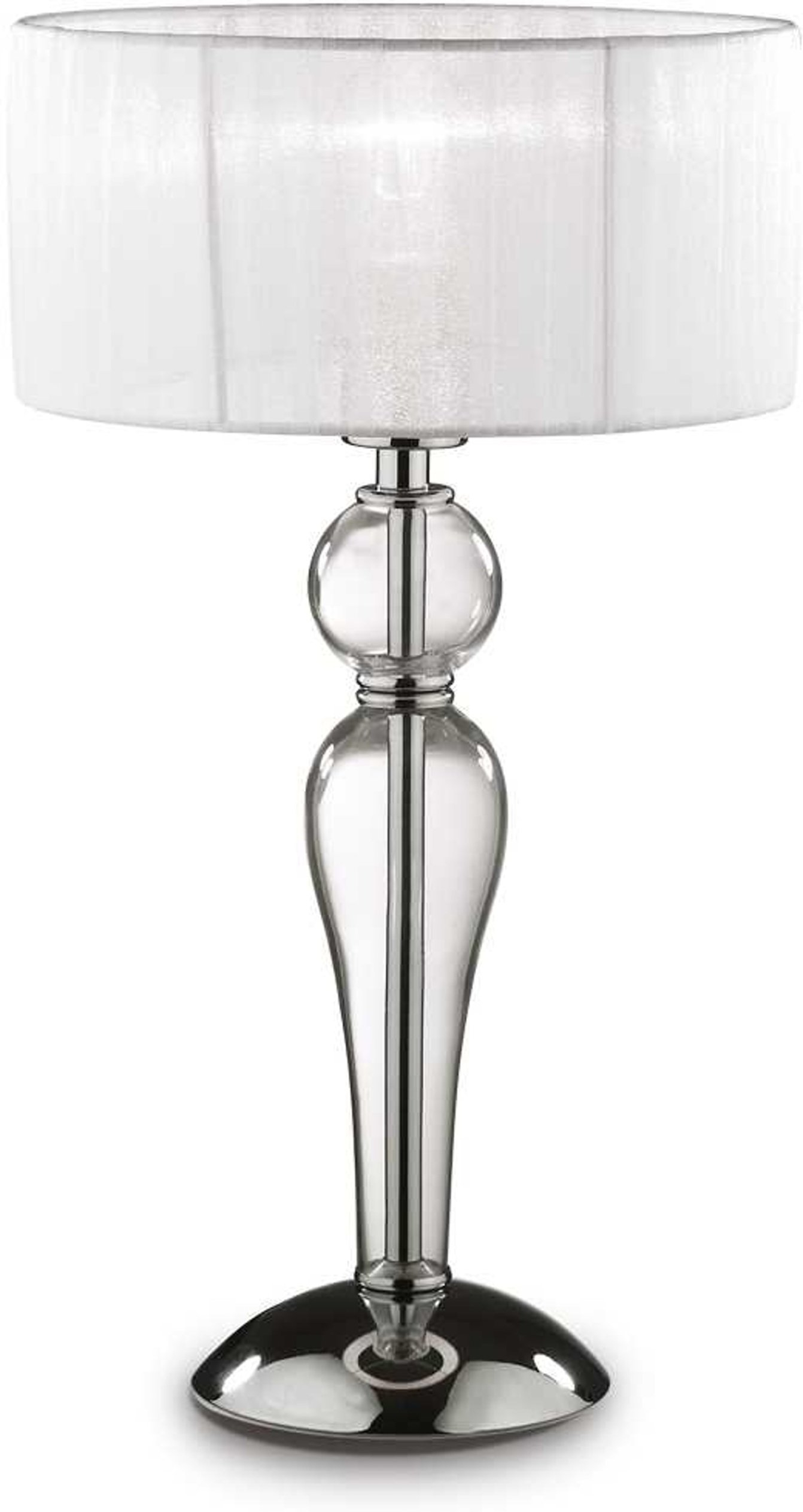 Bordlampe/Natbordslampe Ideal Lux Duchessa Gennemsigtig/Krom Glas/Stof/Metal Ø27 H49 cm