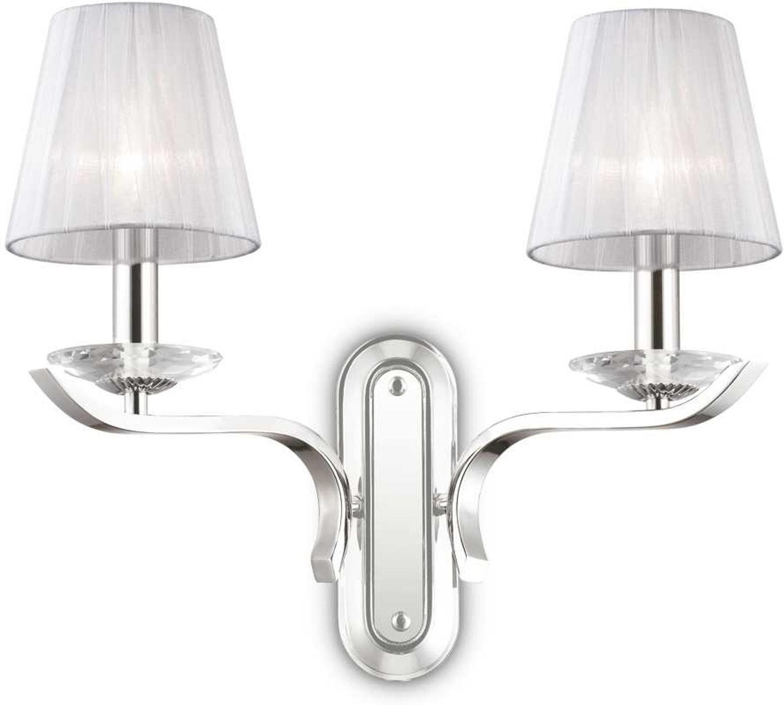 Væglampe Ideal Lux Pegaso  -  Ø19 cm metal/glas med organza nuancer, 2x E14, hvid/krom