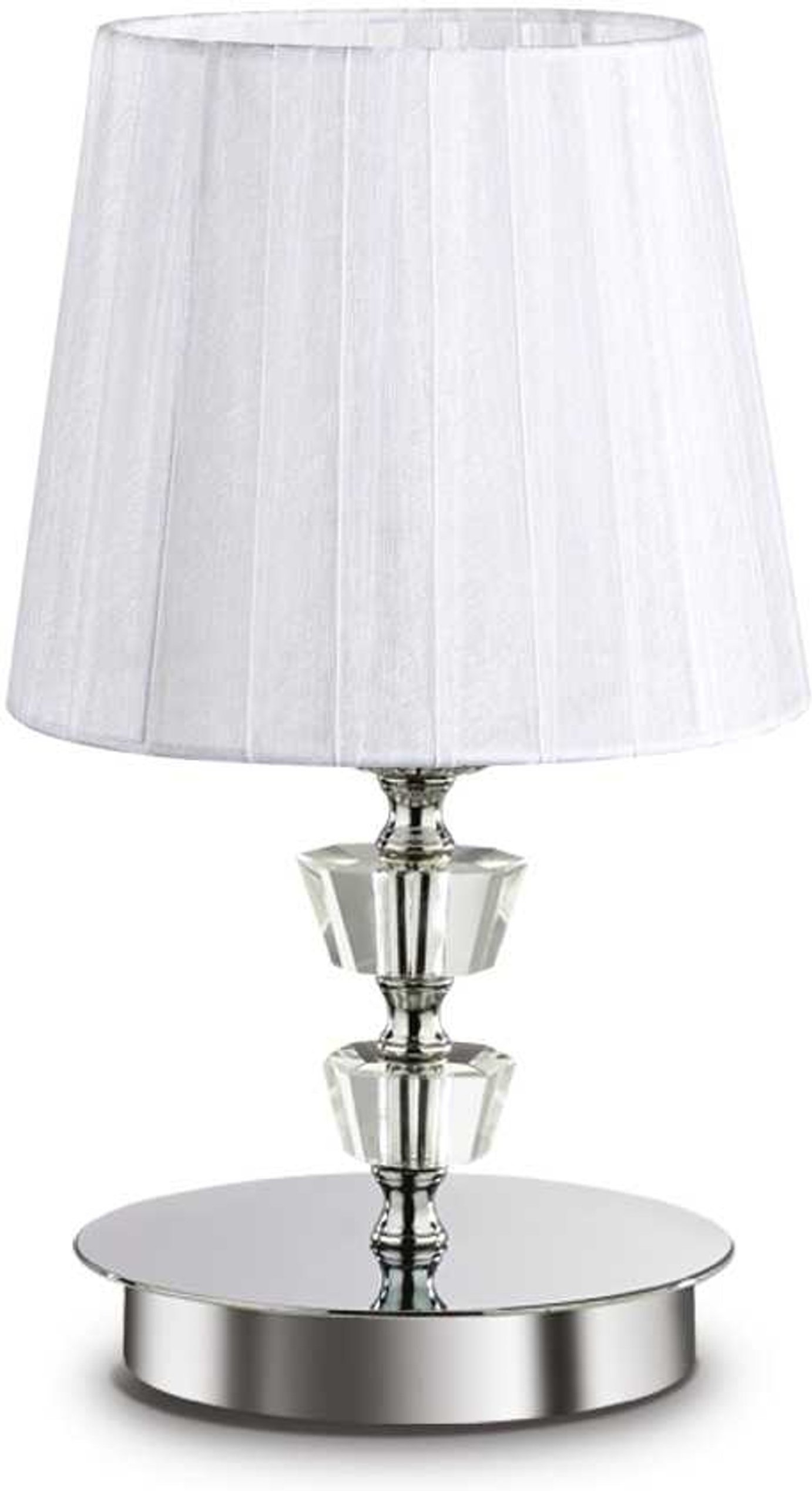 Bordlampe Ideal Lux Pegaso Ø18 x H30 cm metal/glas/stof hvid/krom E14