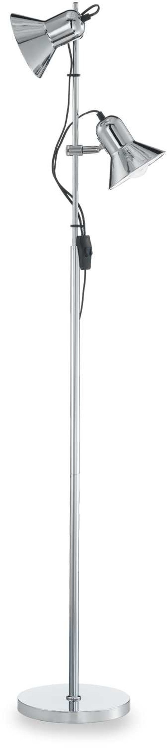 Gulvlampe Ideal Lux Polly krom | Ø22ÃH154 cm metal standerlampe med 2xE27 og justerbar skærm