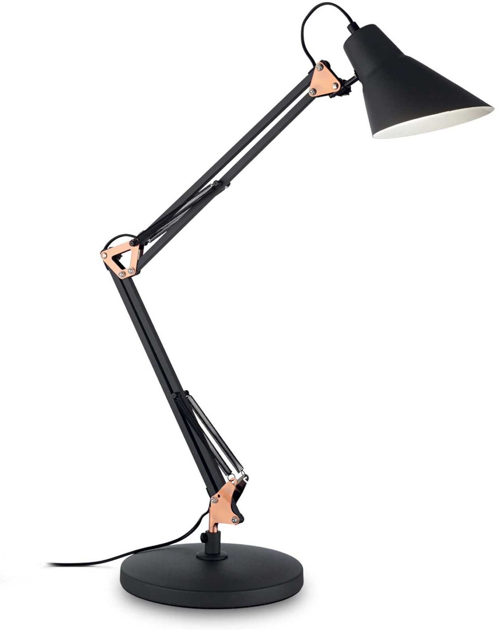 Bordlampe Ideal Lux Sally  -  justerbar metallampe i sort og messing