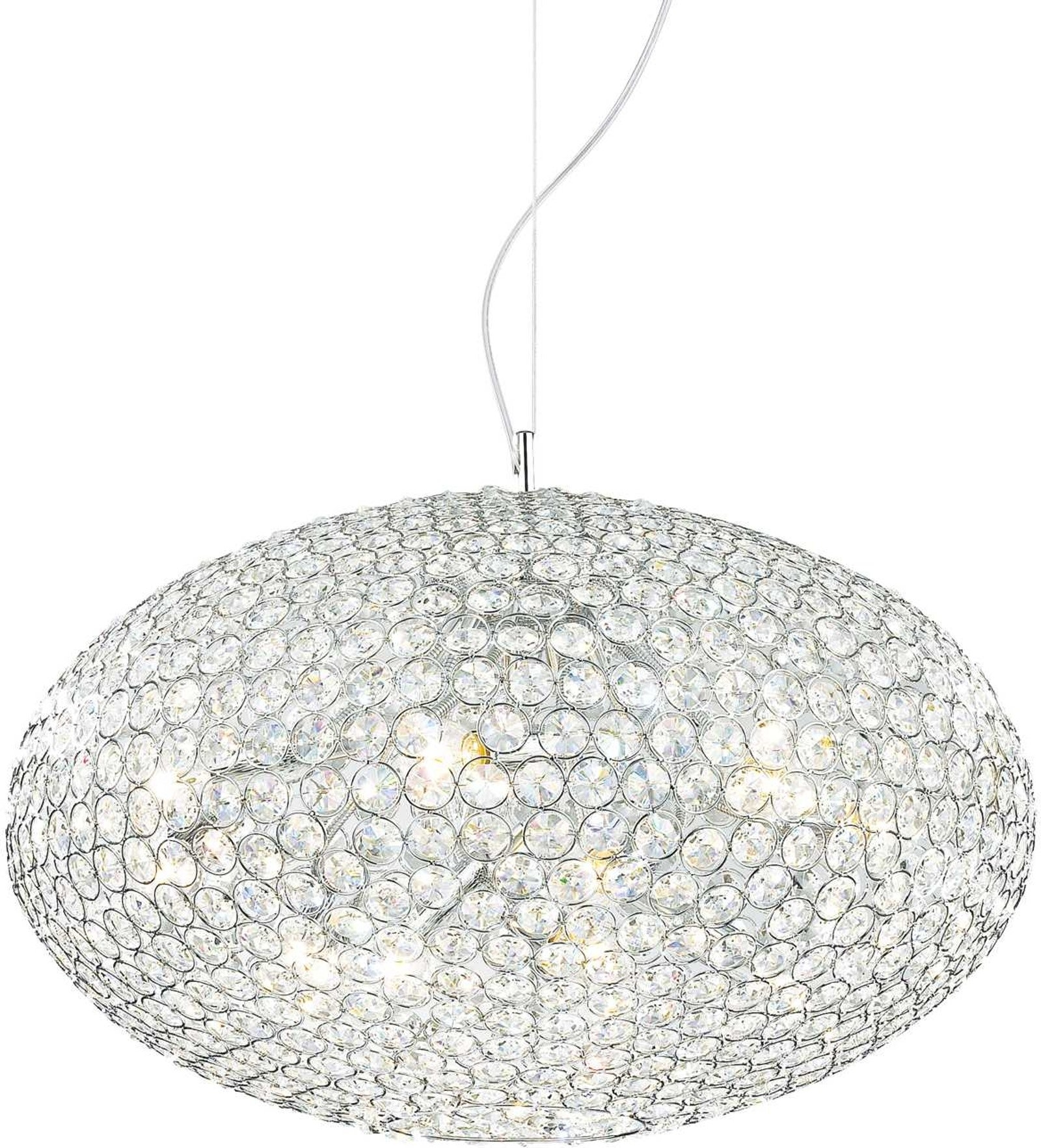 Pendel lampe/hængelampe Ideal Lux Orion, krom, Ø50 cm, justerbar højde, metal glas krystal