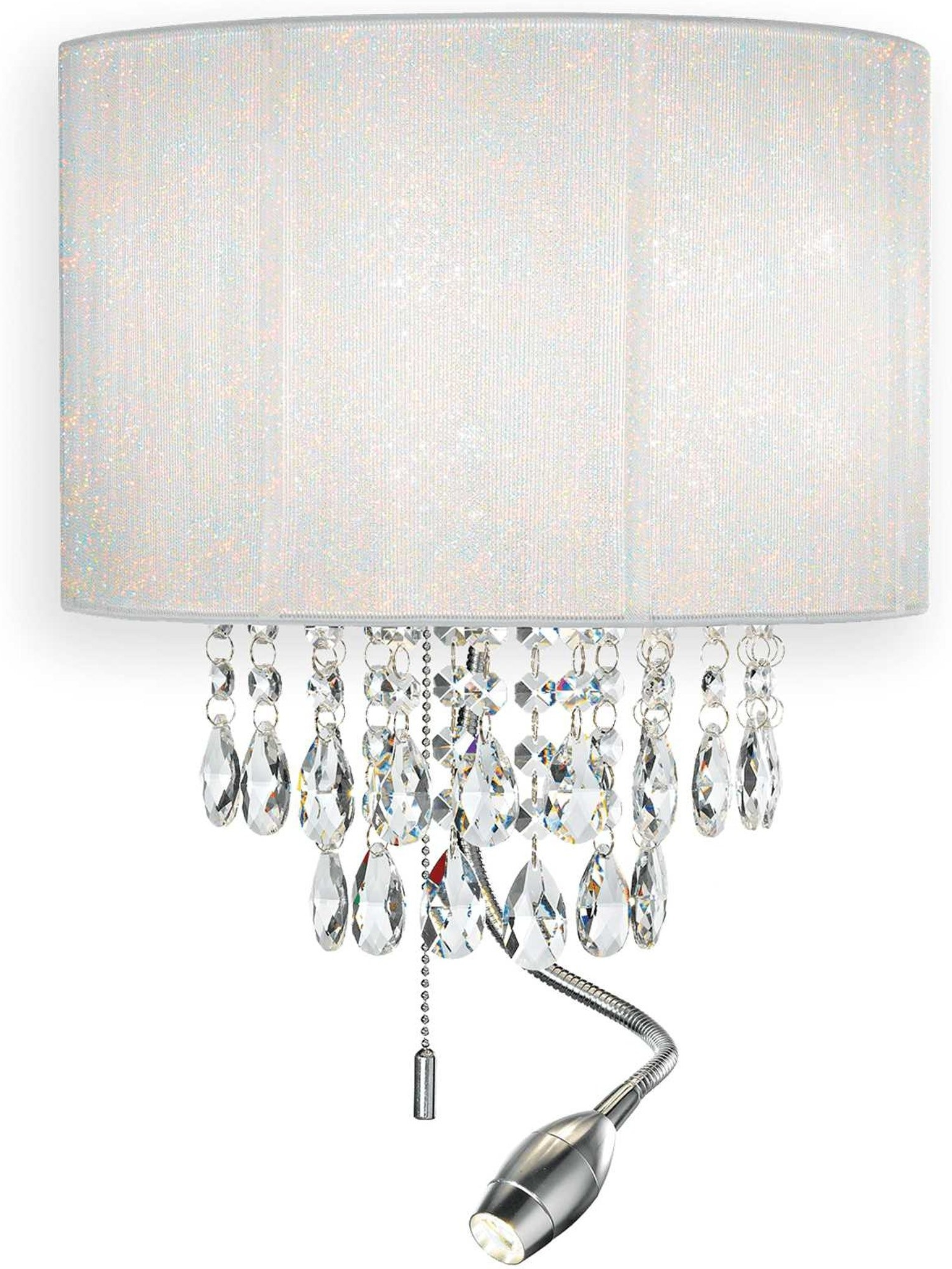 Væglampe Ideal Lux Opera LED væglys hvid/krom med krystalvedhæng