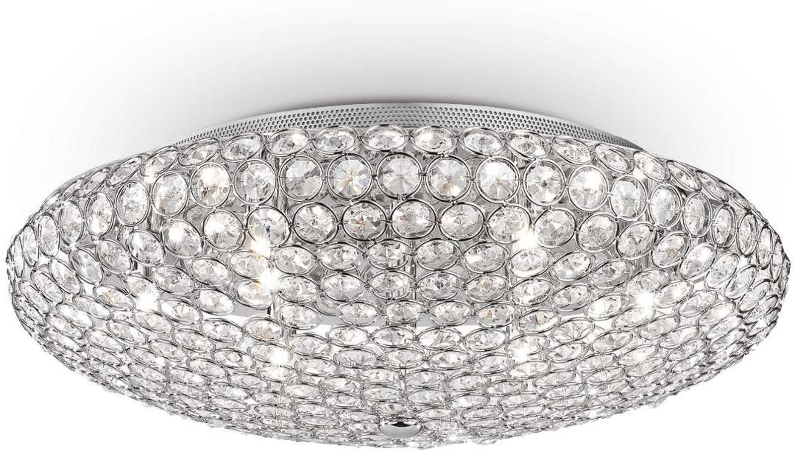 Loftlampe Ideal Lux King metal og glas med kromfinish og krystaller Ø53,5 cm