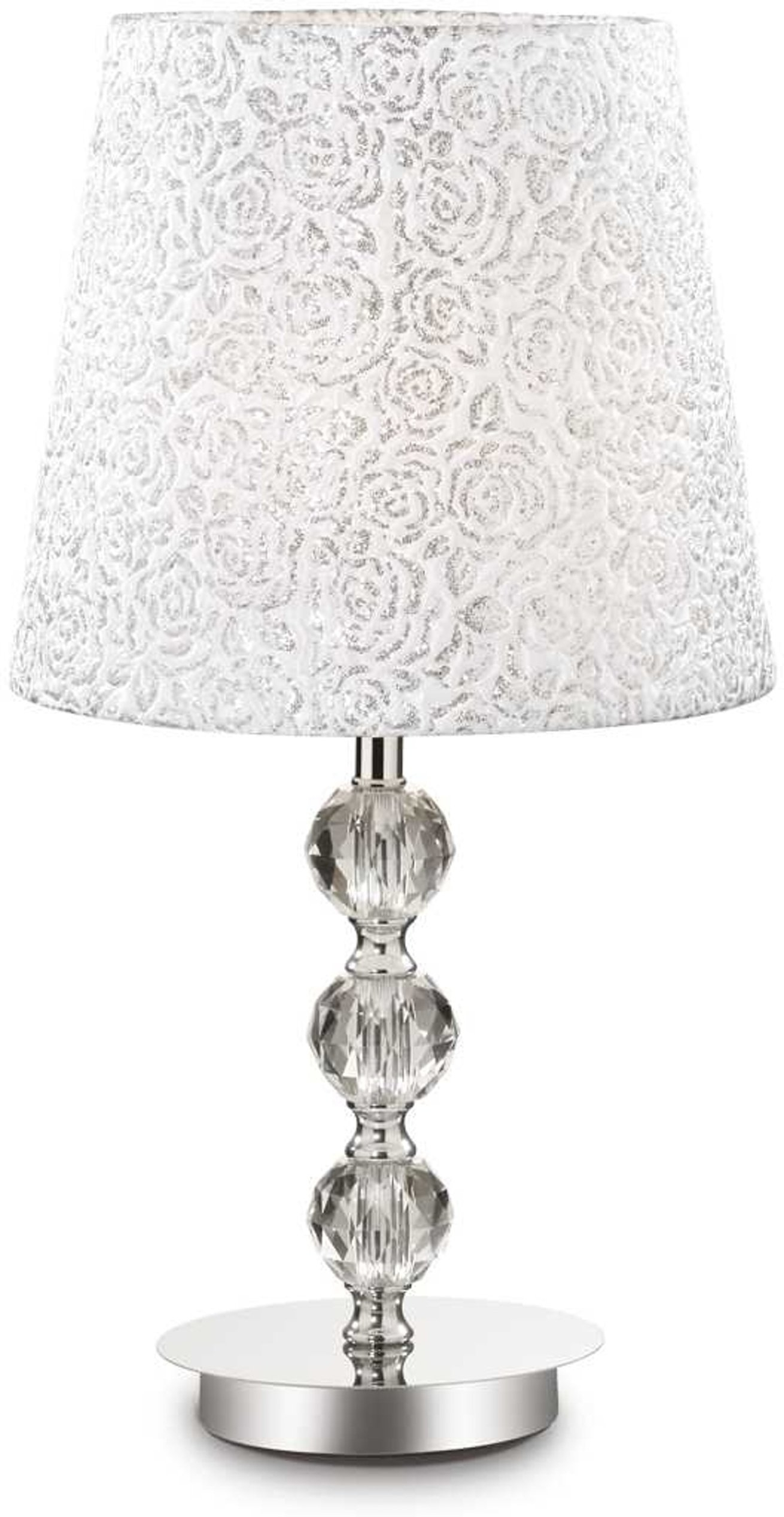 Bordlampe Ideal Lux Le Roy krom Ø25 x H46,5 cm med E27-fatning, metal, glas, stof
