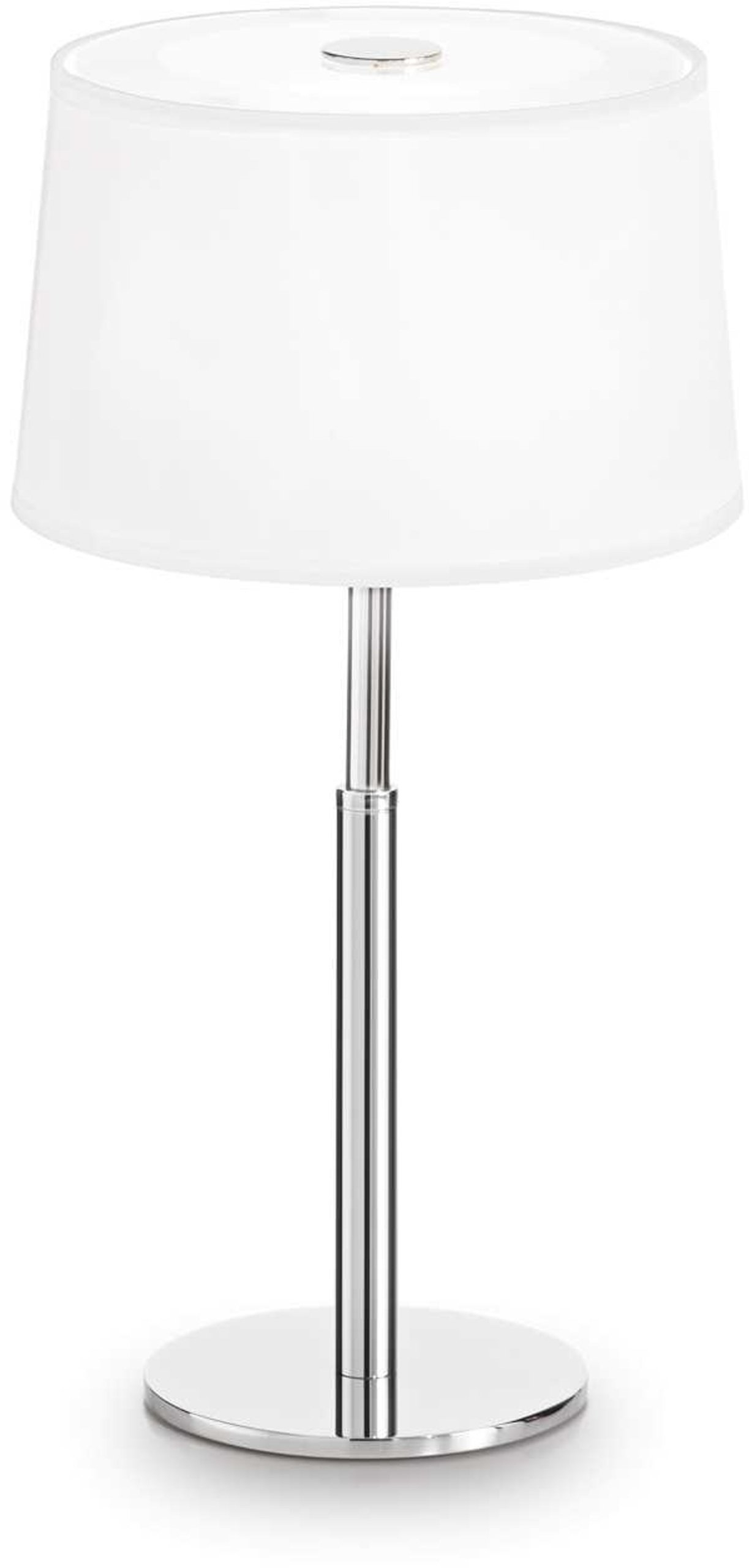 Bordlampe Ideal Lux Hilton Ø18 x 35 cm hvid/krom med glas og stofskærm