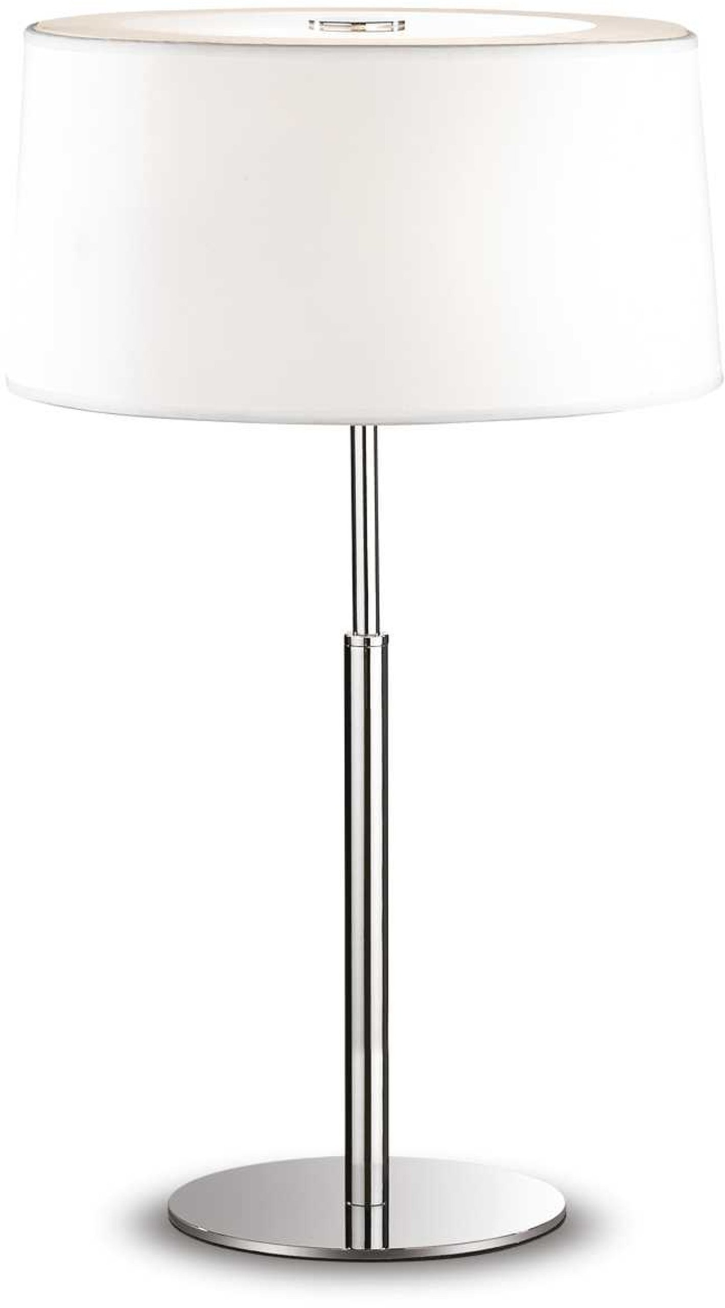Bordlampe Ideal Lux Hilton Ø30 x H49 cm hvid/krom med sandblæst glas