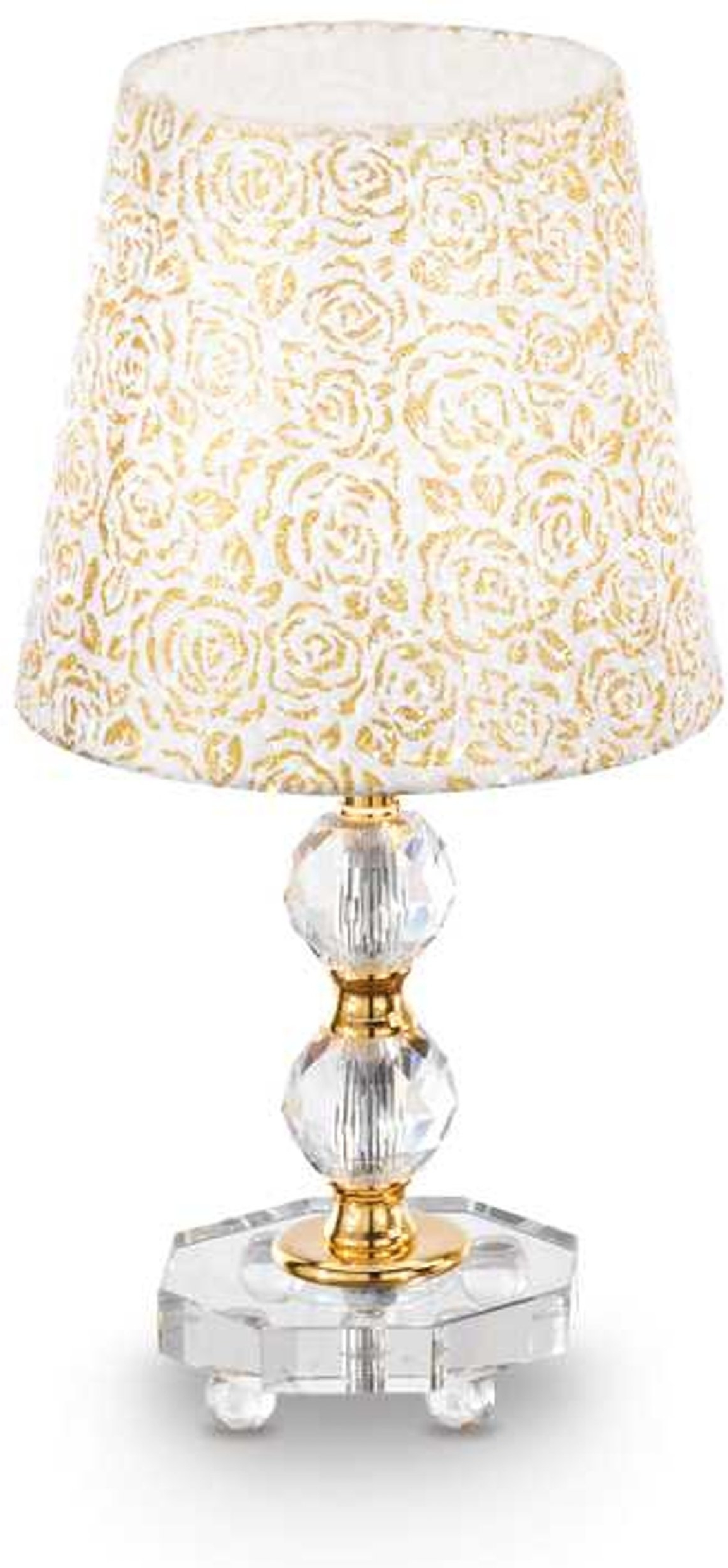Bordlampe Ideal Lux Queen Ø20 x H36,5 cm  -  guld metal og krystal
