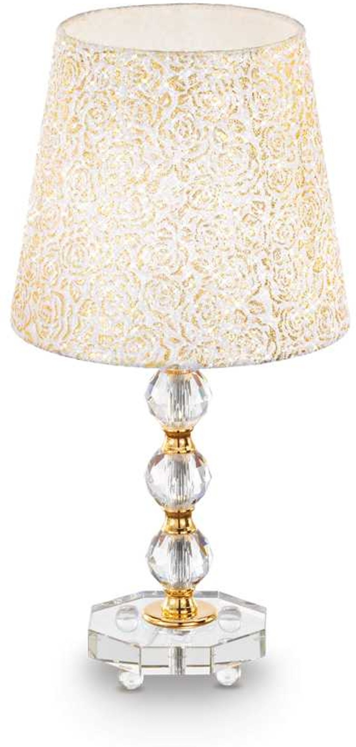Bordlampe Ideal Lux Queen Ø25 x H46,5 cm guldfarvet metal, glas & stof