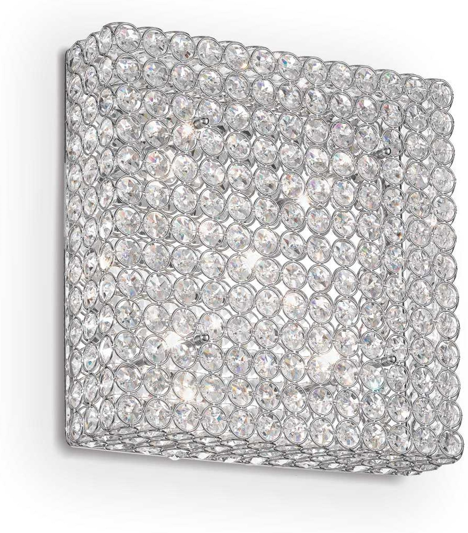 Loftslampe Ideal Lux Admiral i krom med skårne krystaldetaljer H39ÃØ39cm inkl. 6ÃG9-pærer