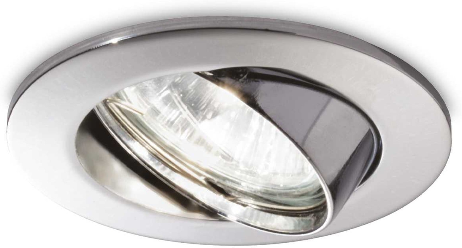 Indbygningslampe Ideal Lux Swing i højglans krom Ø8,2 cm GU10 fatning