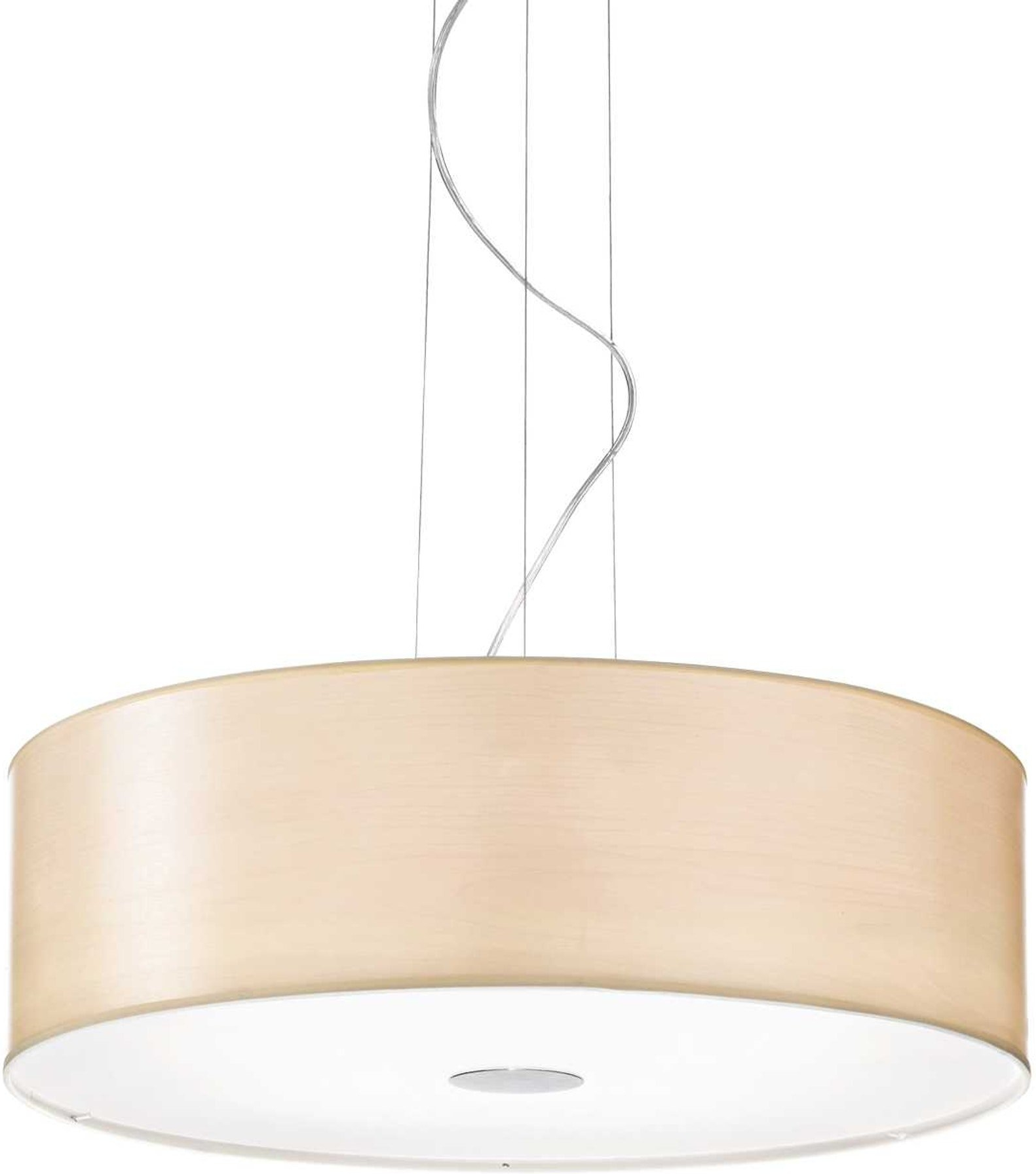 Pendel lampe Ideal Lux Woody natur/krom Ø60 cm H24-233 cm justerbar hængelampe med 5 x E27 pærer