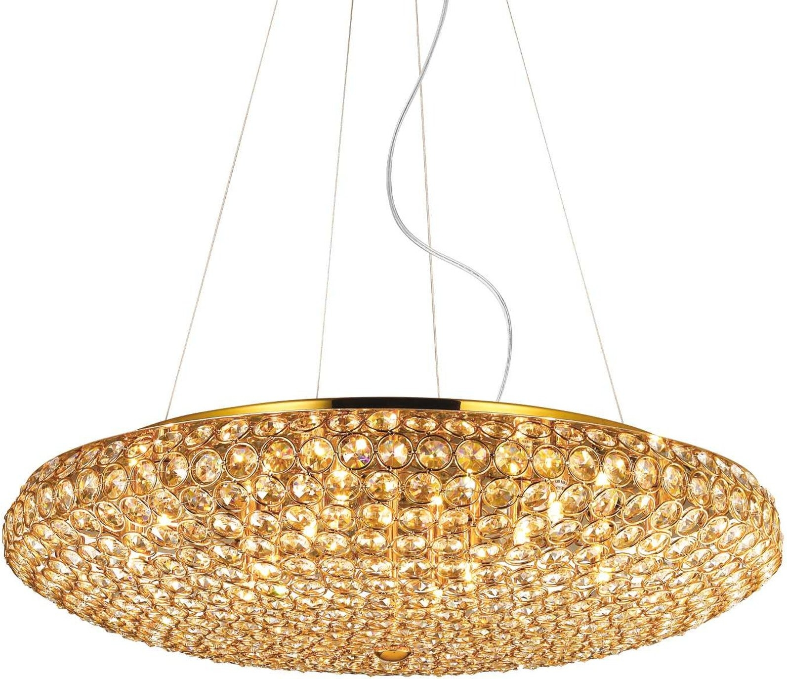 Ideal Lux pendellampe King Ø65 cm justerbar højde 40-120 cm guld metal glas
