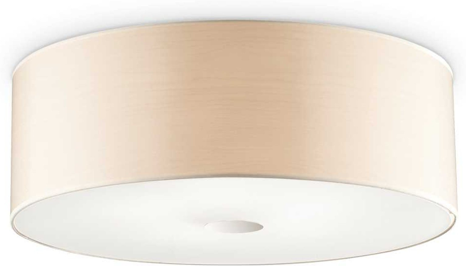 Loftslampe Ideal Lux Woody natur/krom Ø50ÃH18 cm kromramme glas og plast IP20 med 4 E27 fatninger