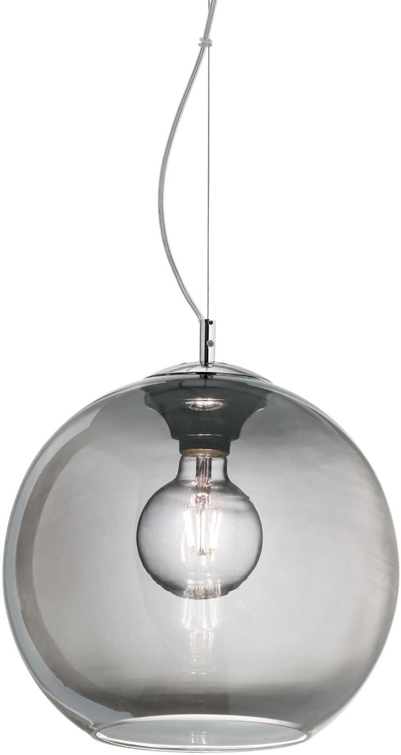Pendellampe Ideal Lux Nemo røgfarvet glas og krom Ø300 H 320-2410 mm justerbar