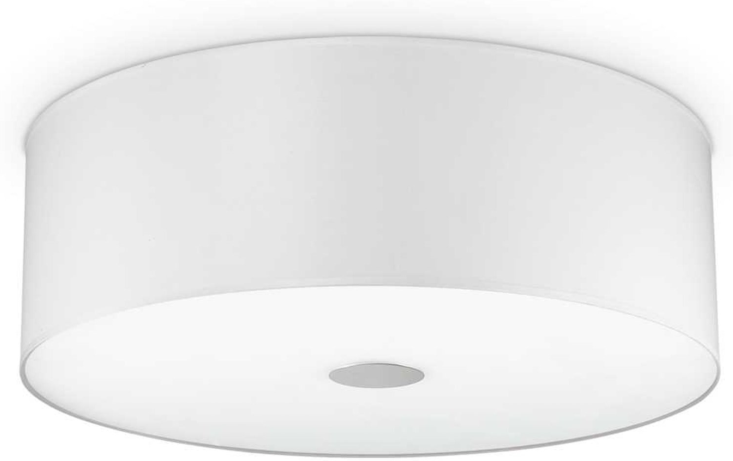 Loftlampe Ideal Lux Woody Ø50 x H18 cm hvid/krom glas stof minimalistisk 4xE27 IP20