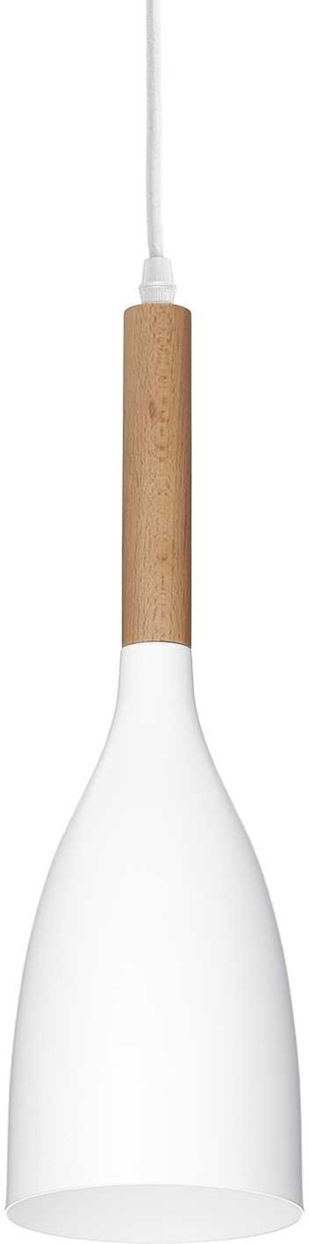 Ideal Lux Manhattan pendel lampe Ø110 x H405-2495 mm mat hvid med trædetaljer