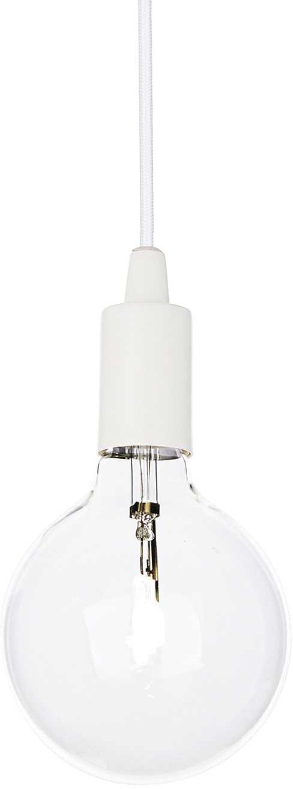 Pendellampe Ideal Lux Edison Ø125 hvid metal & stof justerbar højde 290 - 2380 mm loftlampe
