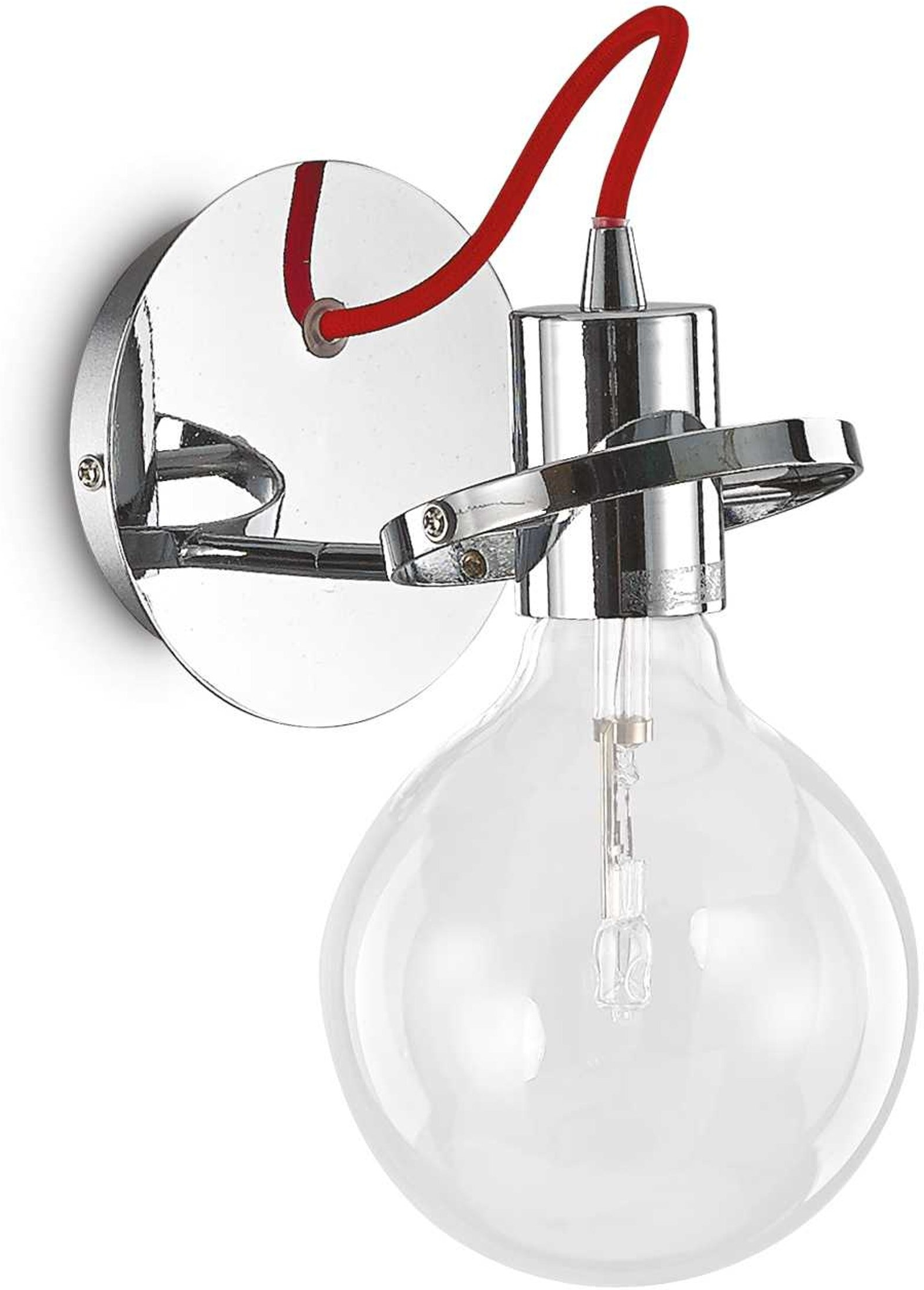 Væglampe Ideal Lux Radio Ø24 cm Krom Metalramme Justerbar Diffuser Stofkabel