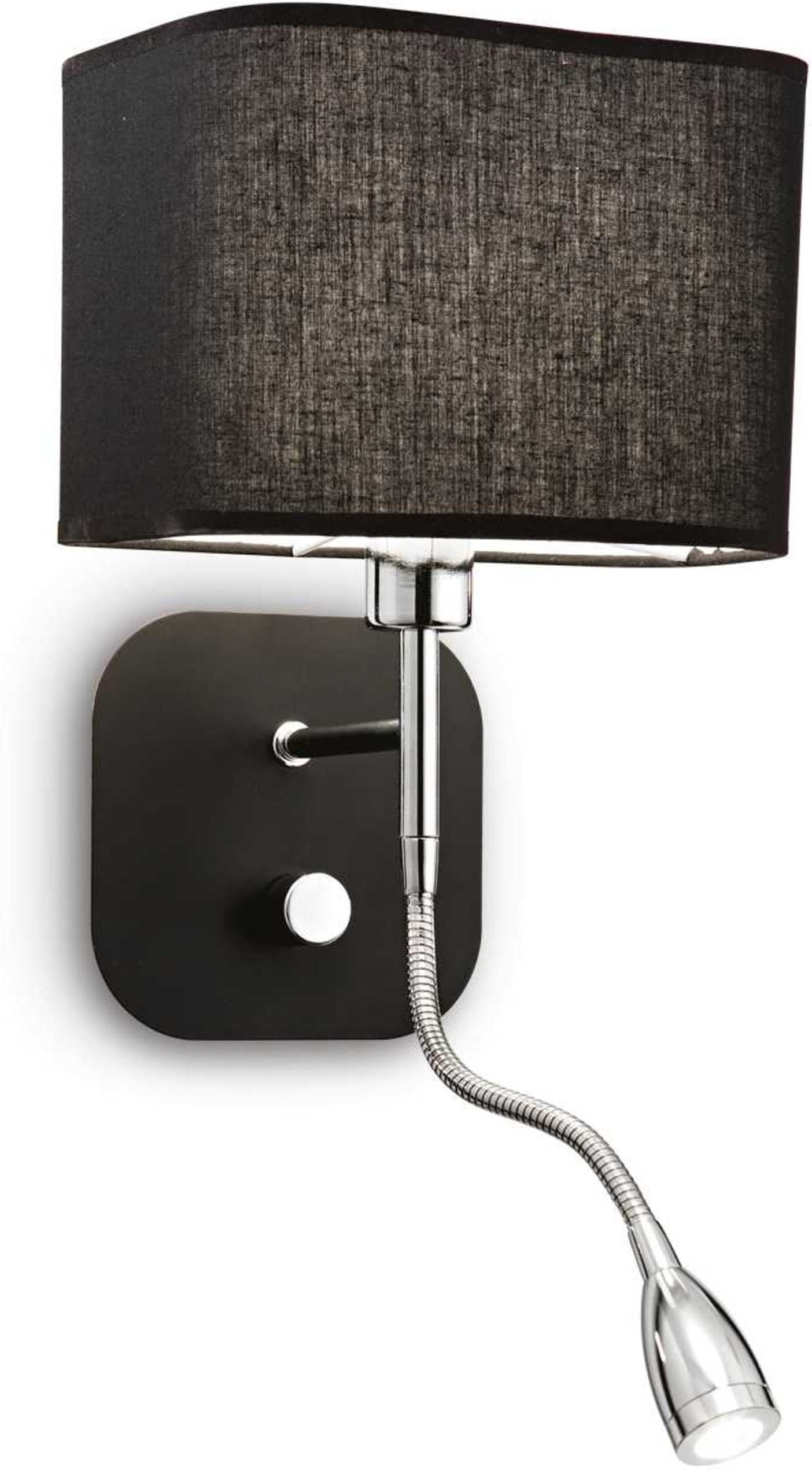 Væglampe Ideal Lux Holiday sort metal og stof inkl. LED E14 55 lm 3000 K