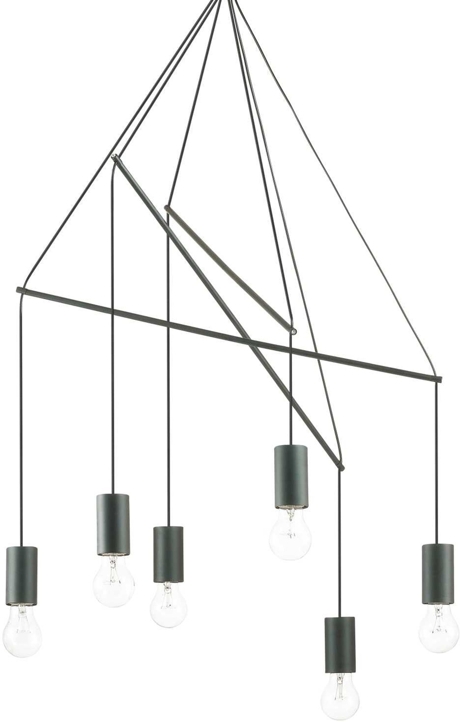 Pendellampe Ideal Lux Pop Ø54 cm mat sort justerbar højde H100-182 cm