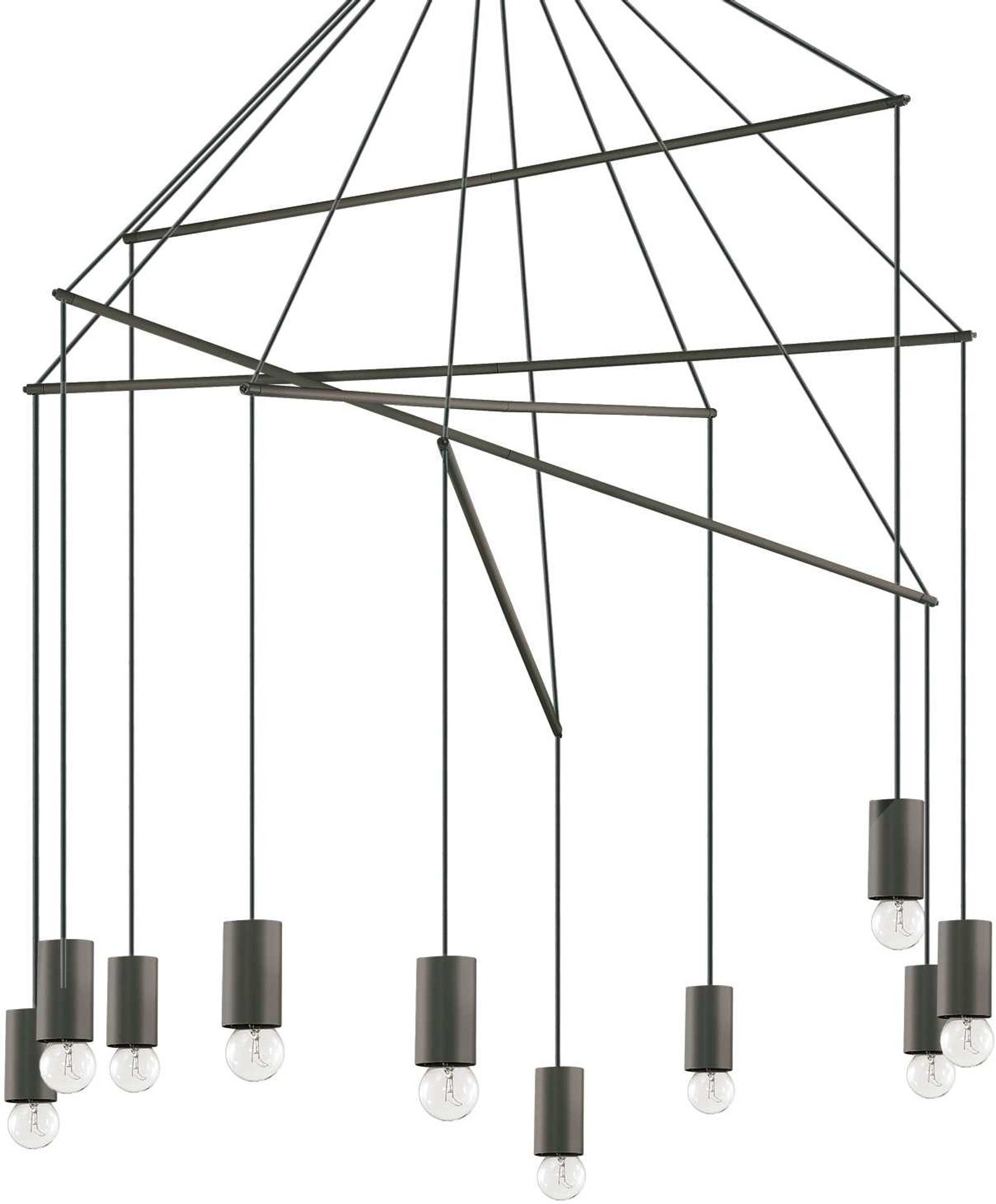 Pendellampe Ideal Lux Pop Ø900 mm justerbar højde 105 - 187 cm sort mat