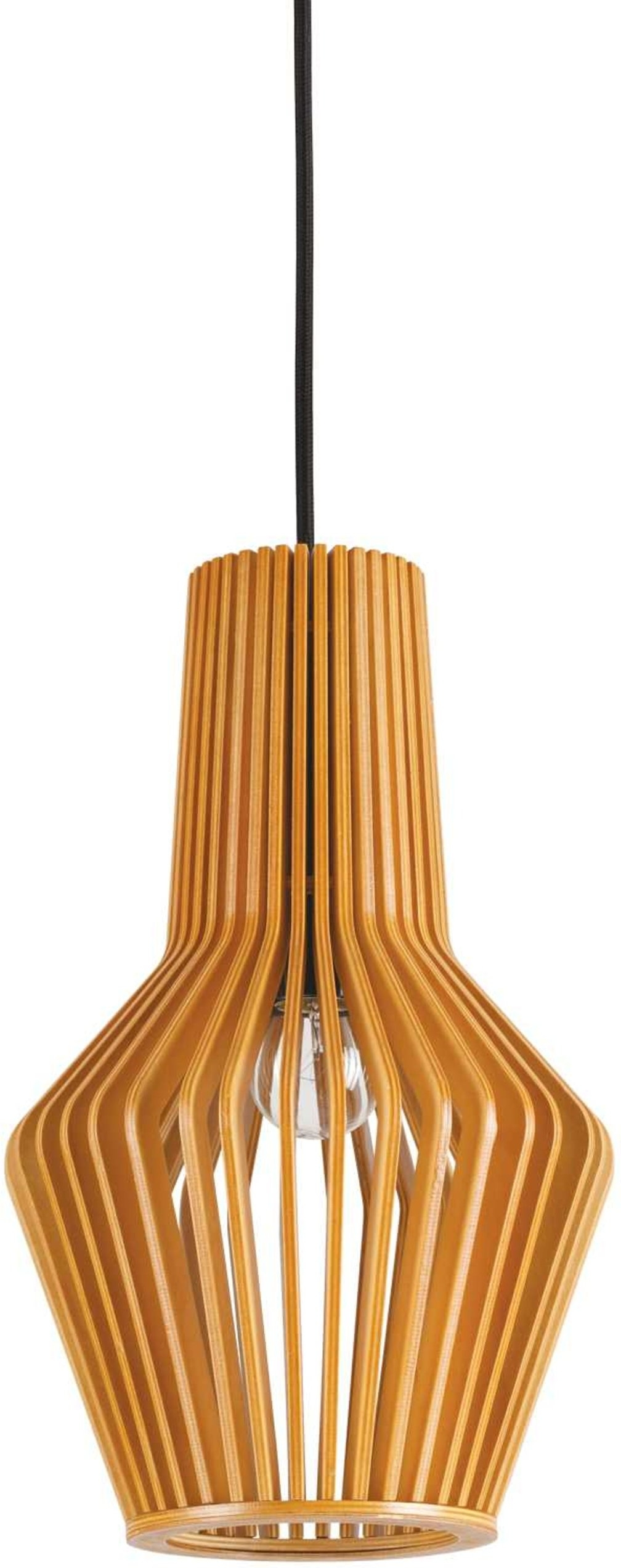 Pendel lampe Ideal Lux Citrus Ø200 mm natur træ med justerbar højde 450 - 1460 mm