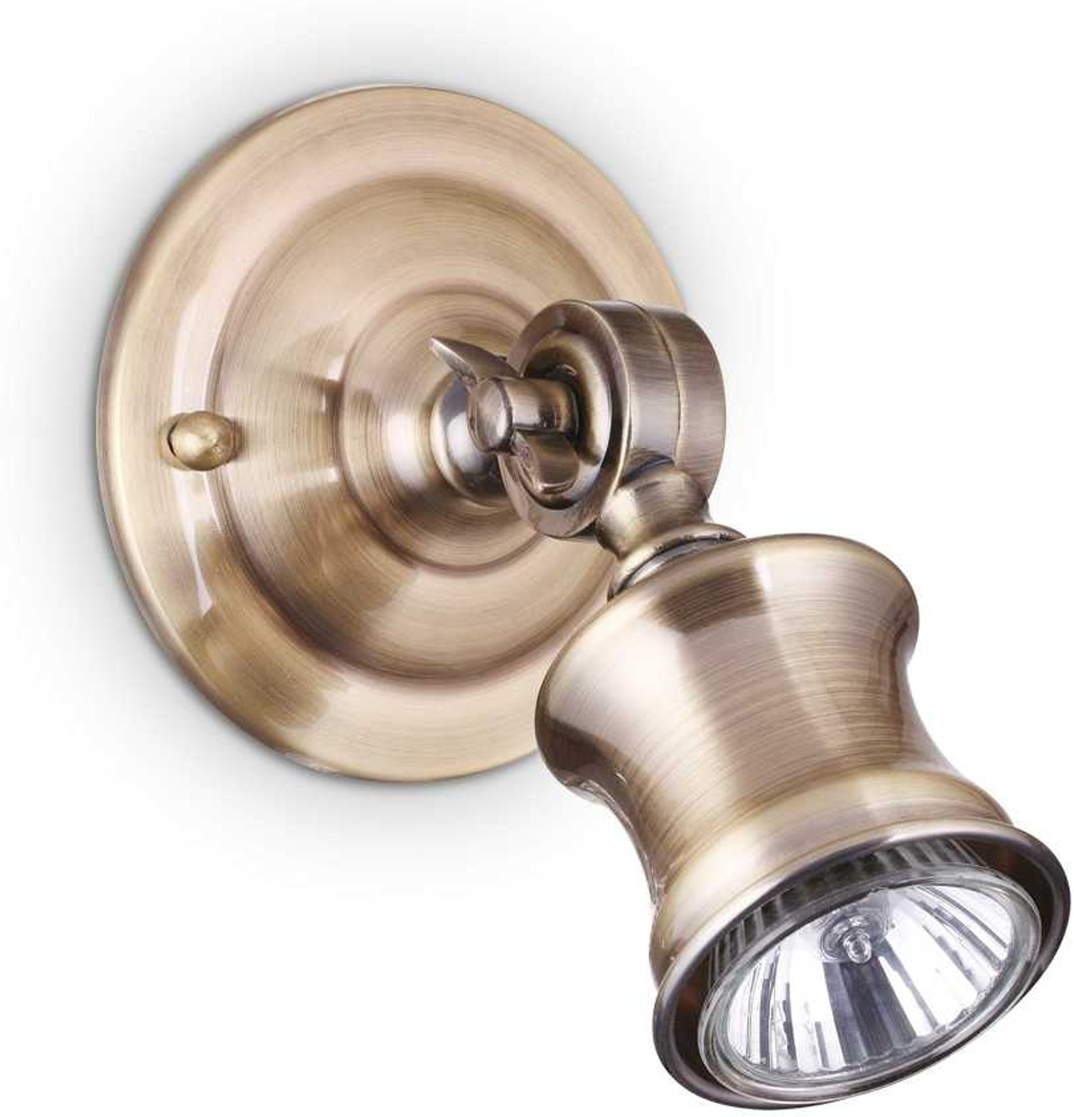 Væglampe Ideal Lux Barber i brændt metal  -  justerbar vægbelysning, antik messing eller nikkel, H16ÃB13,5ÃD10 cm