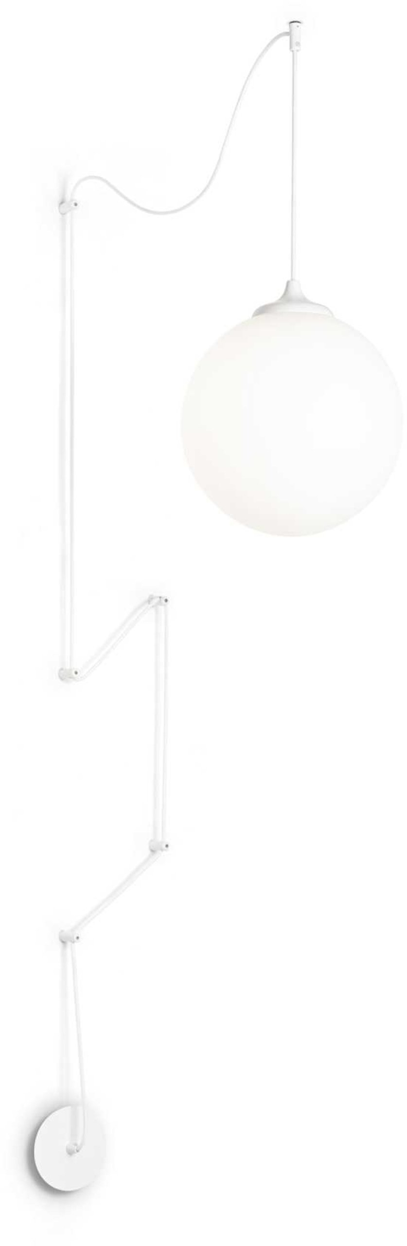 Pendellampe Ideal Lux Boa Ø30 cm hvid metal glas stof