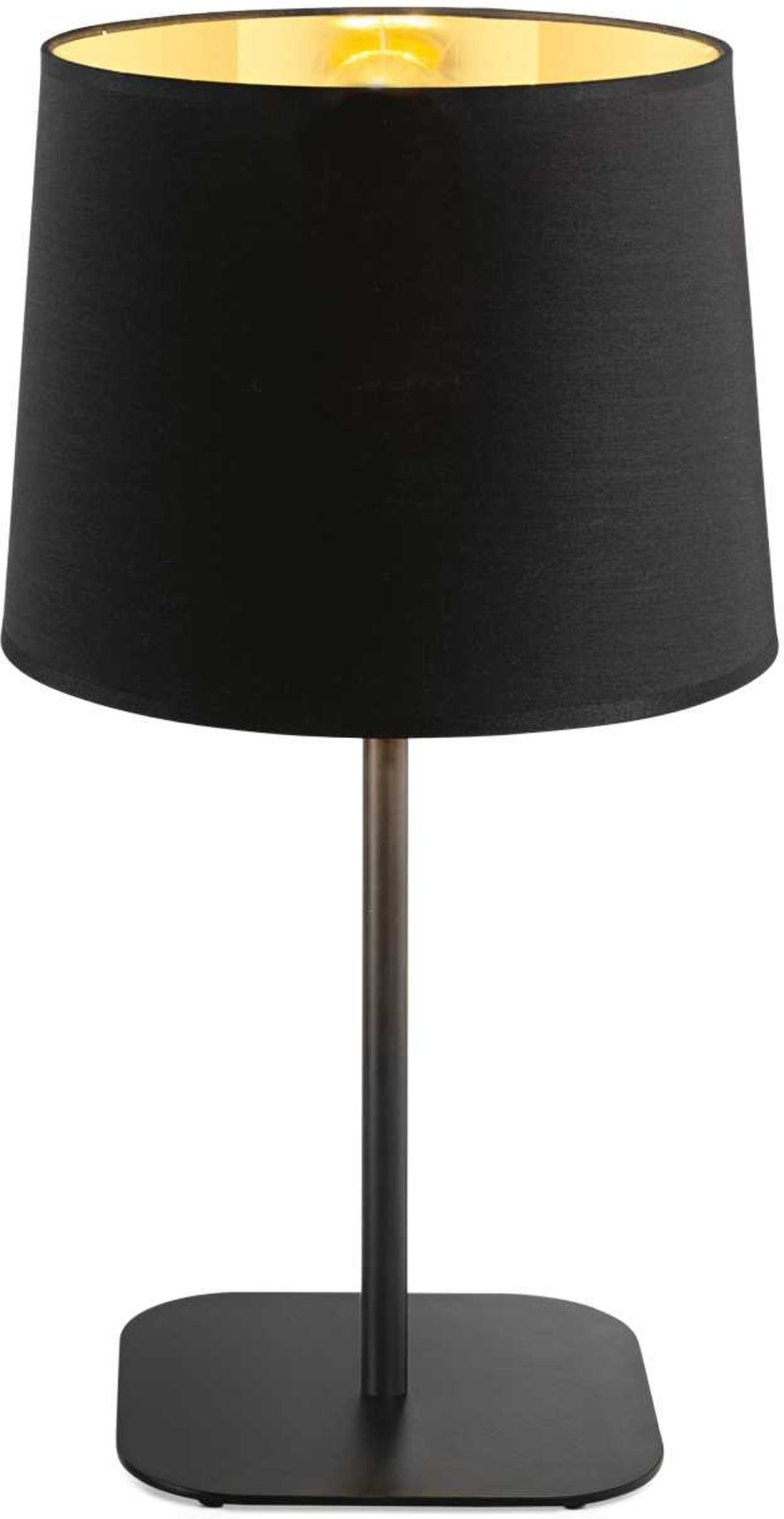 Bordlampe Ideal Lux Nordik matsort metal med gylden PVC-skærm Ø26 x H48 cm