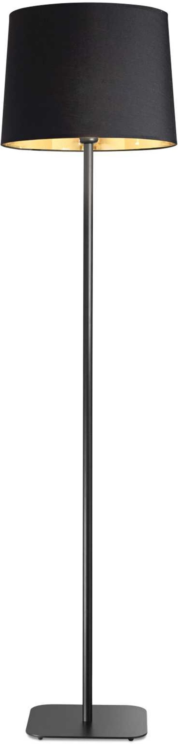 Gulvlampe Ideal Lux Nordik matsort metal med gylden stofskærm Ø40 x H162 cm