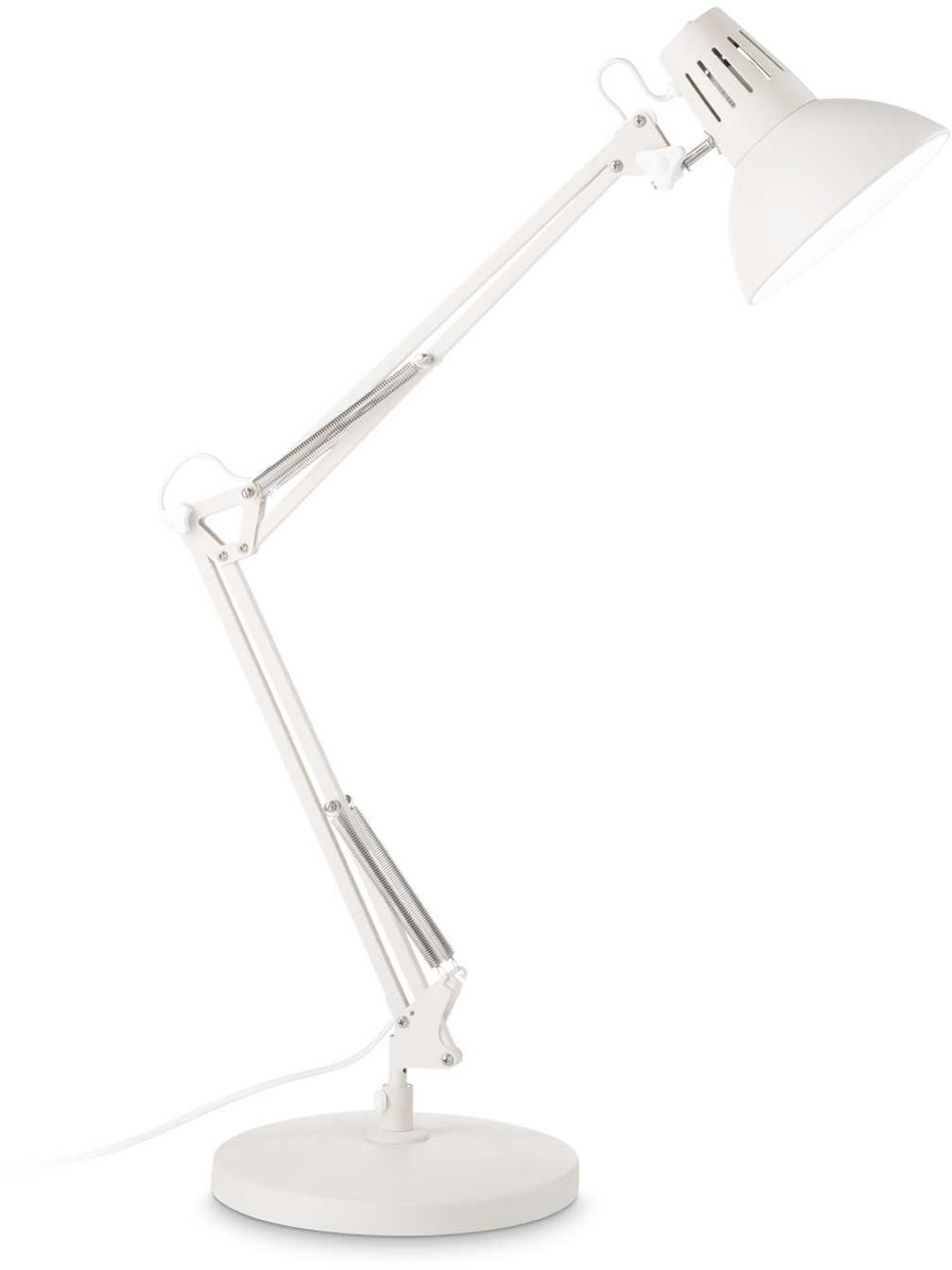 Bordlampe Ideal Lux Wally hvid metal med justerbar arm E27-fatning