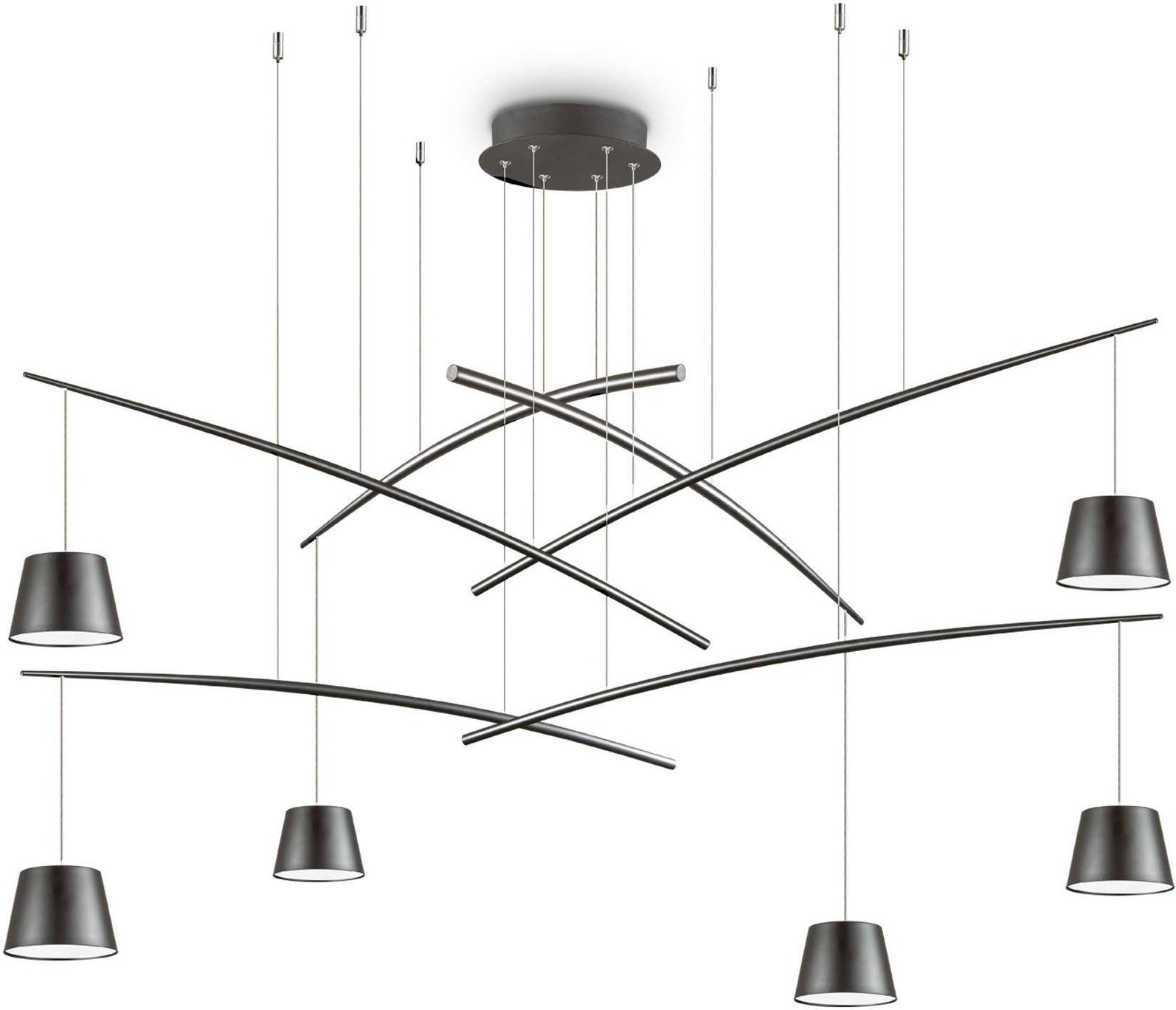Ideal Lux Fish pendel lampe, hængelampe i sort metal Ø160 cm med integreret LED