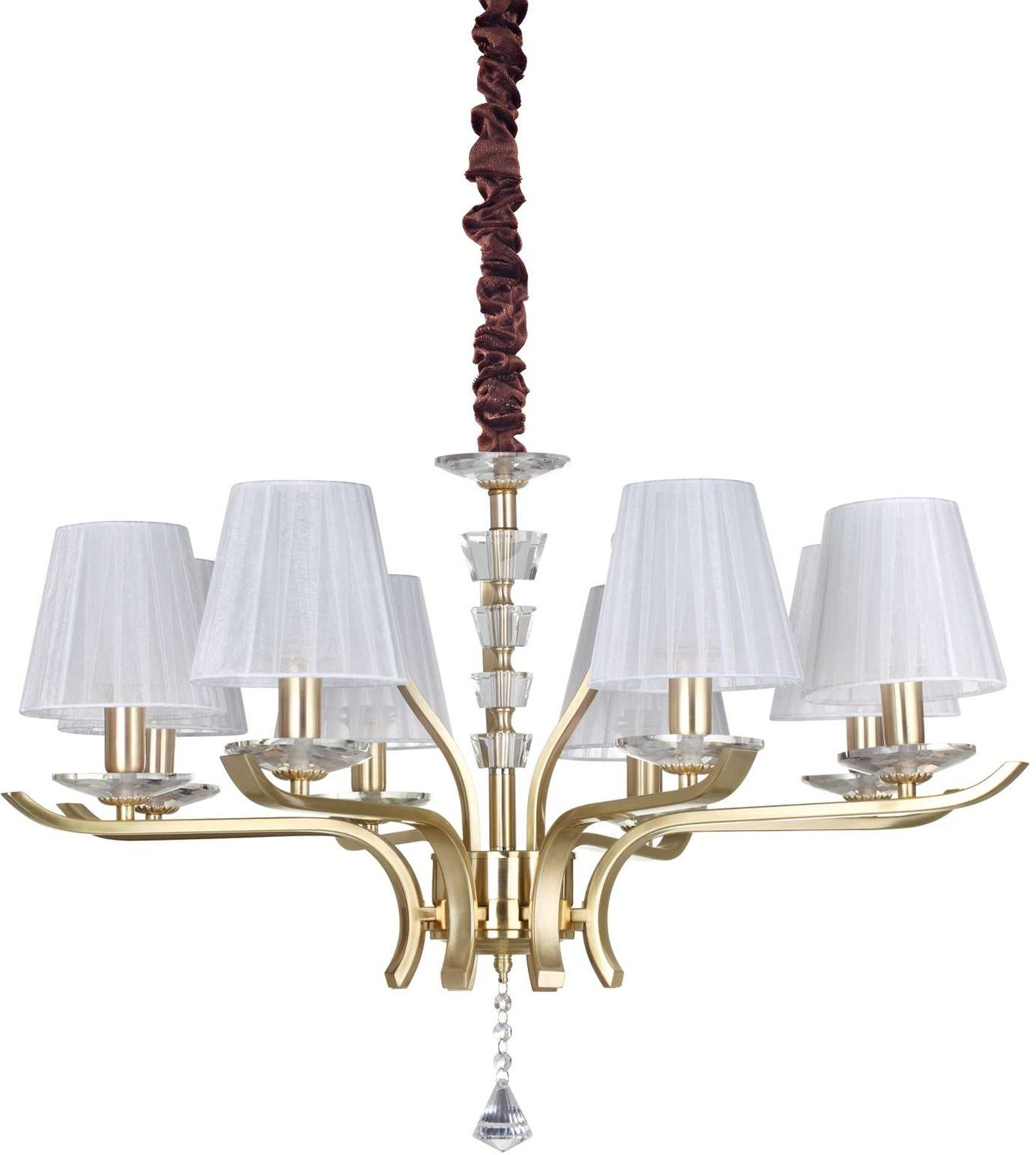 Pendellampe Ideal Lux Pegaso Ø760 mm justerbar højde 660-1500 mm messing krystal loftlampe