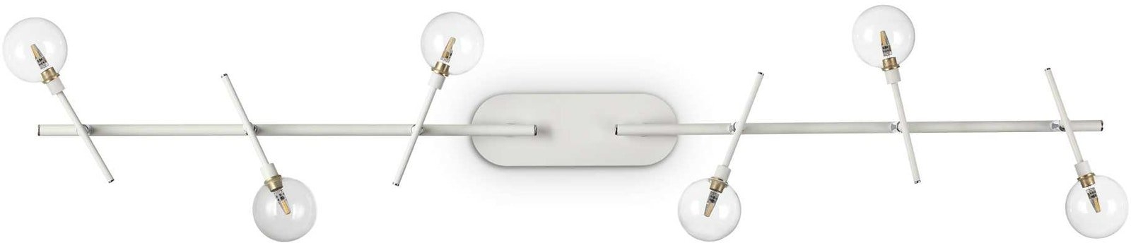 Loftslampe Ideal Lux Maracas  -  metal/glas hvid/messing 118 cm med 6 G4-pærer 3000 K