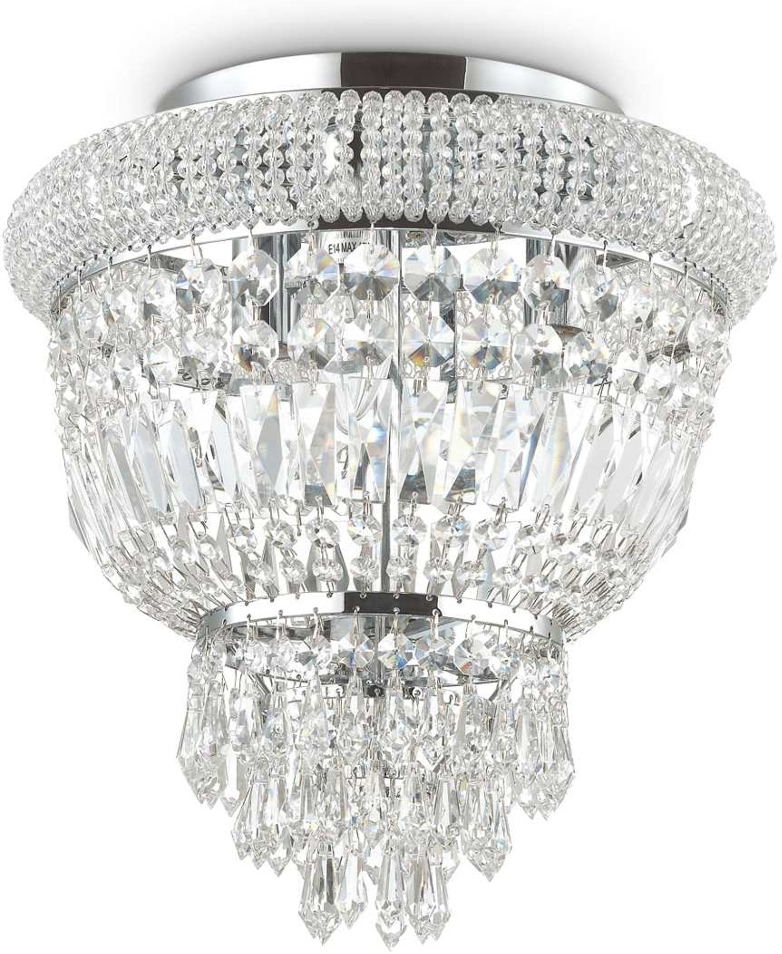 Loftslampe Ideal Lux Dubai Ø32 x H35,5 cm krom metal glas indendørs belysning