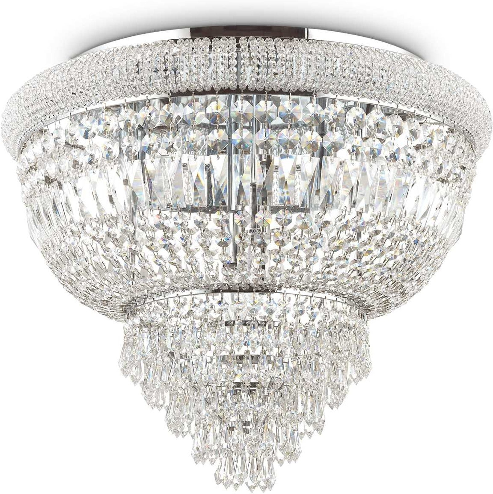 Loftslampe Ideal Lux Dubai pendel/hængelampe i krom med glas Ø52 x H44 cm