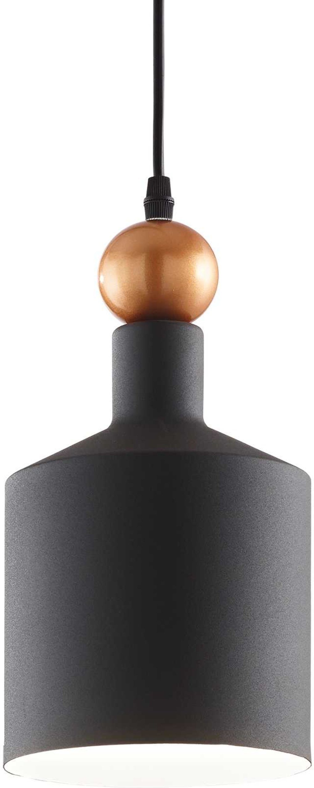 Pendel lampe Ideal Lux Triade grå/sort med gyldent dekor Ø150 justerbar højde indendørs belysning