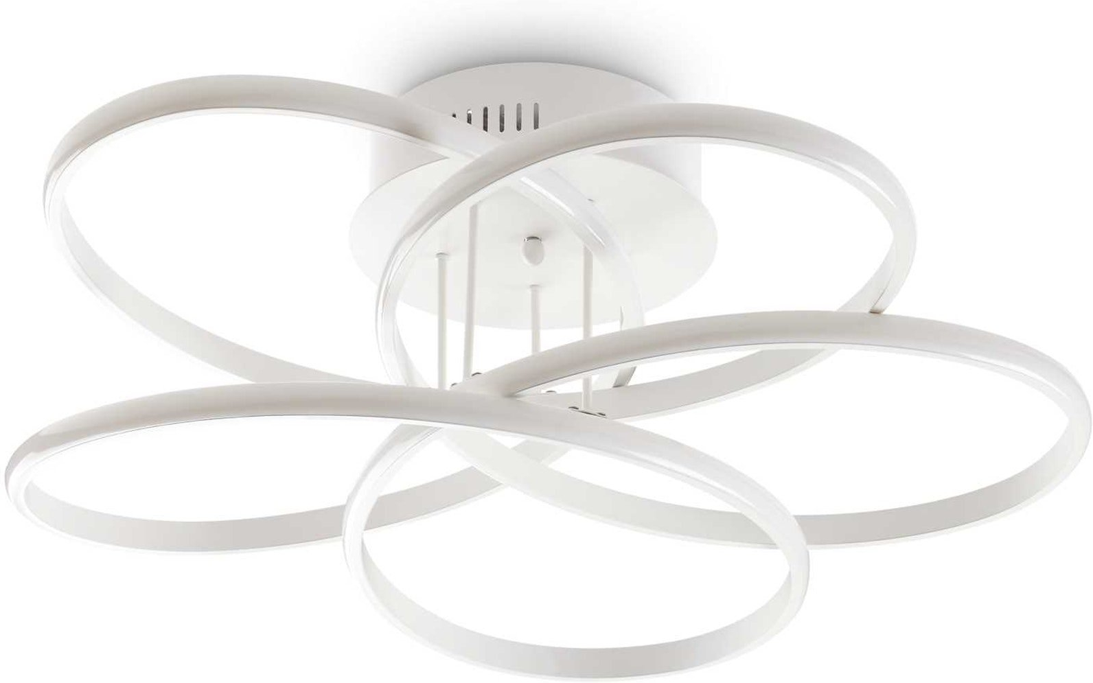 Loftlampe Ideal Lux Karol indendørslampe LED Ø65 cm mat hvid metal med opalfarvet diffusor