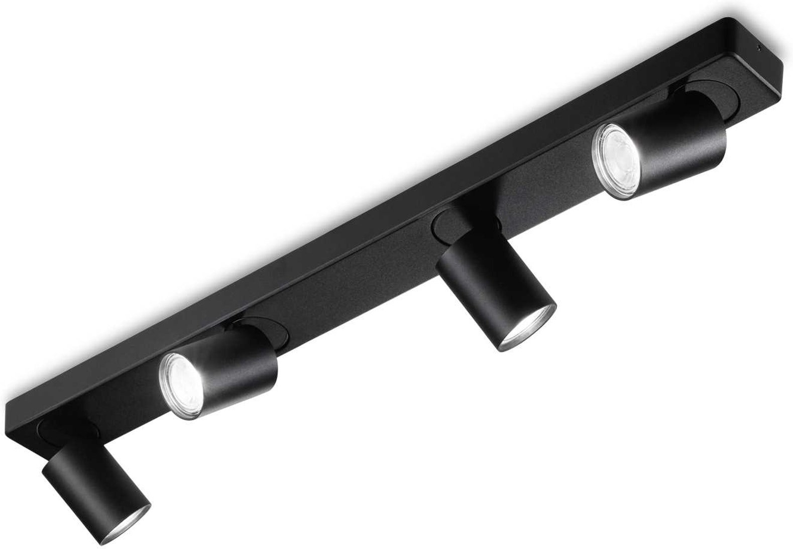 Loftlampe Ideal Lux Rudy sort med 4 justerbare GU10 spots 75x11,5x12,5 cm