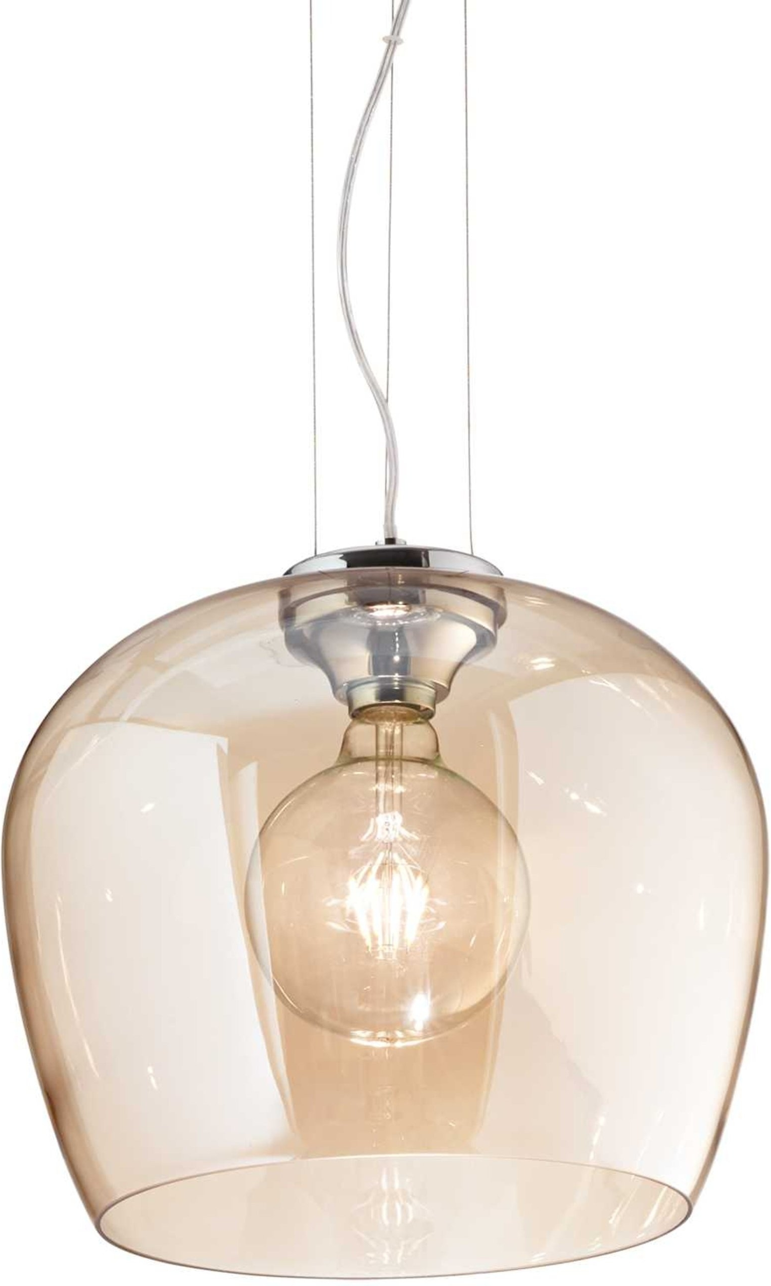 Pendel lampe Ideal Lux Blossom Ø320 x H340-2430 mm ravfarvet glas og krom