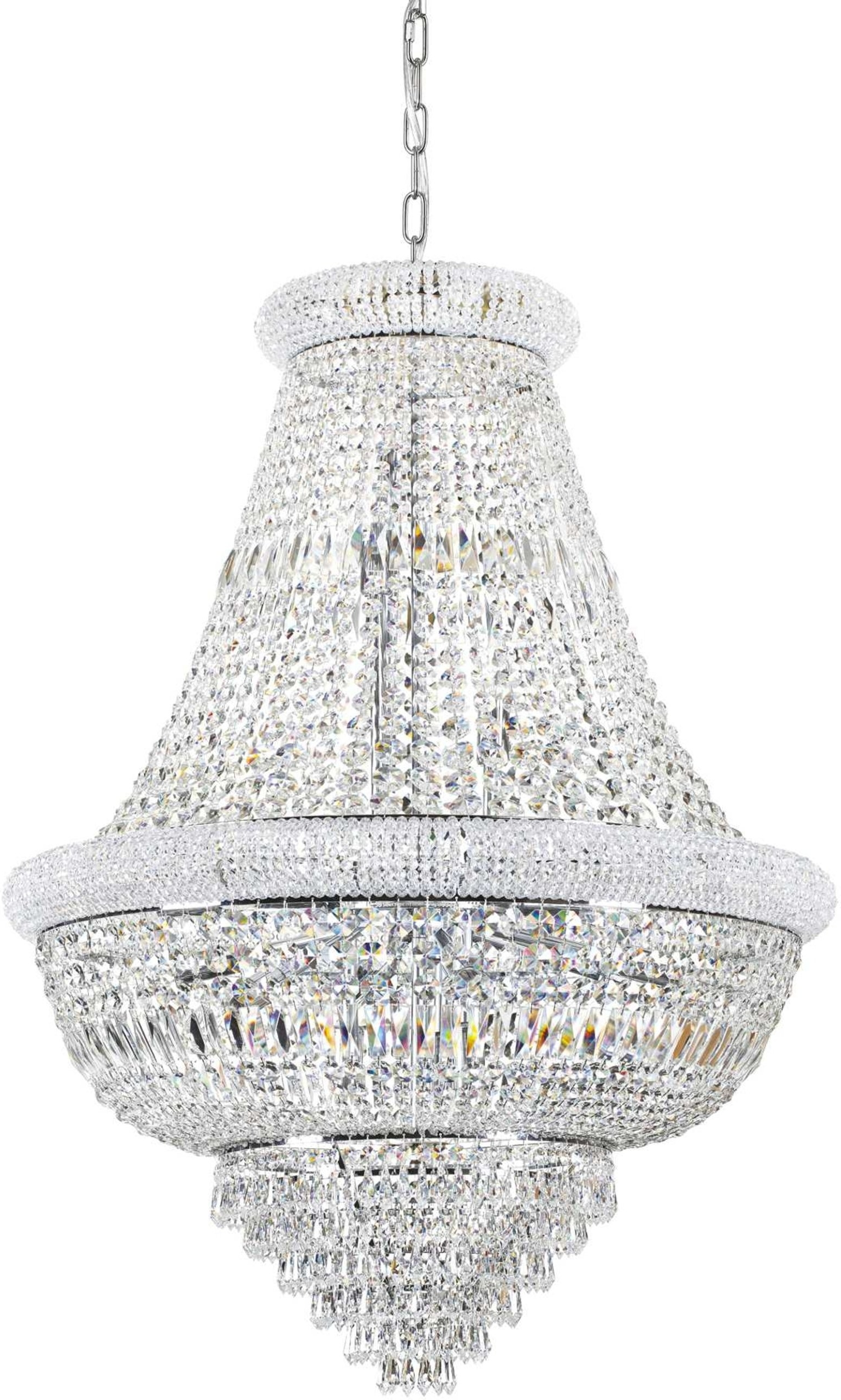 Pendellampe Ideal Lux Dubai Ø80 cm H120 - 225 cm krom/glas justerbar højde