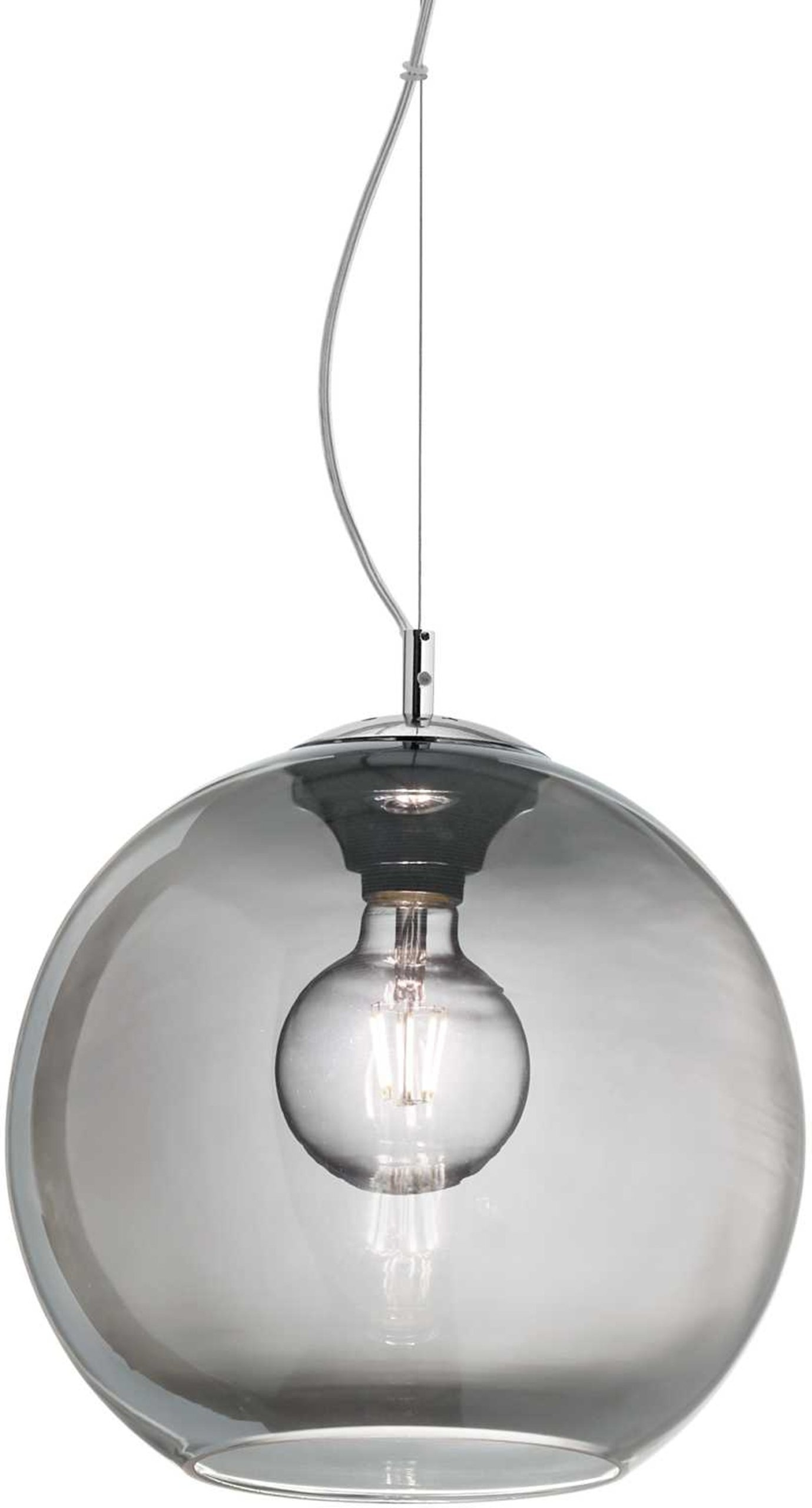 Pendellampe Ideal Lux Nemo Ø20 cm justerbar højde 24-233 cm røg/krom glas metal